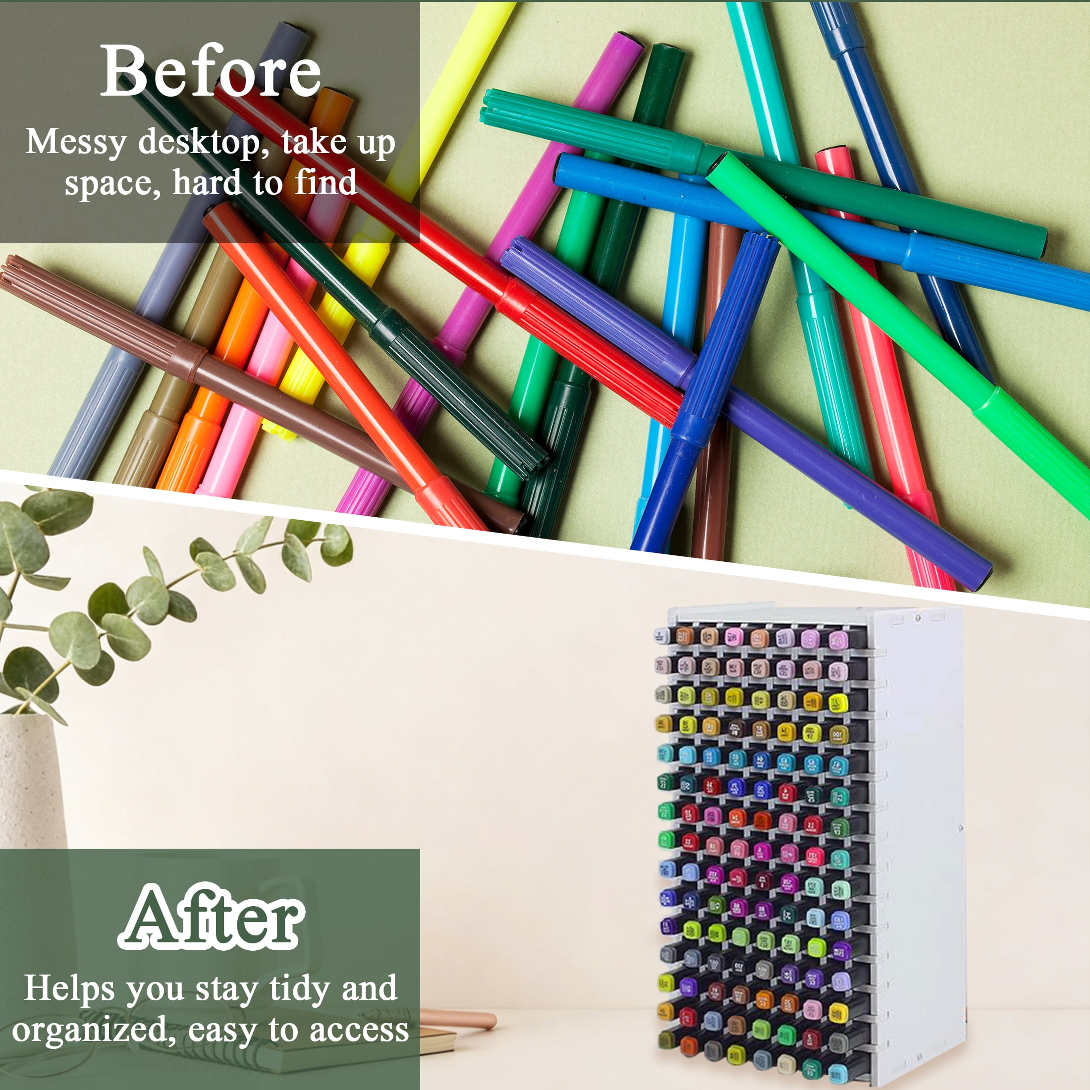 Wavraging 120-Slot Marker Organizer Rack, Adjustable Art Supply Storage for Pens and Pencils (6.8 in x 5 in x 13.26 in) ketwb