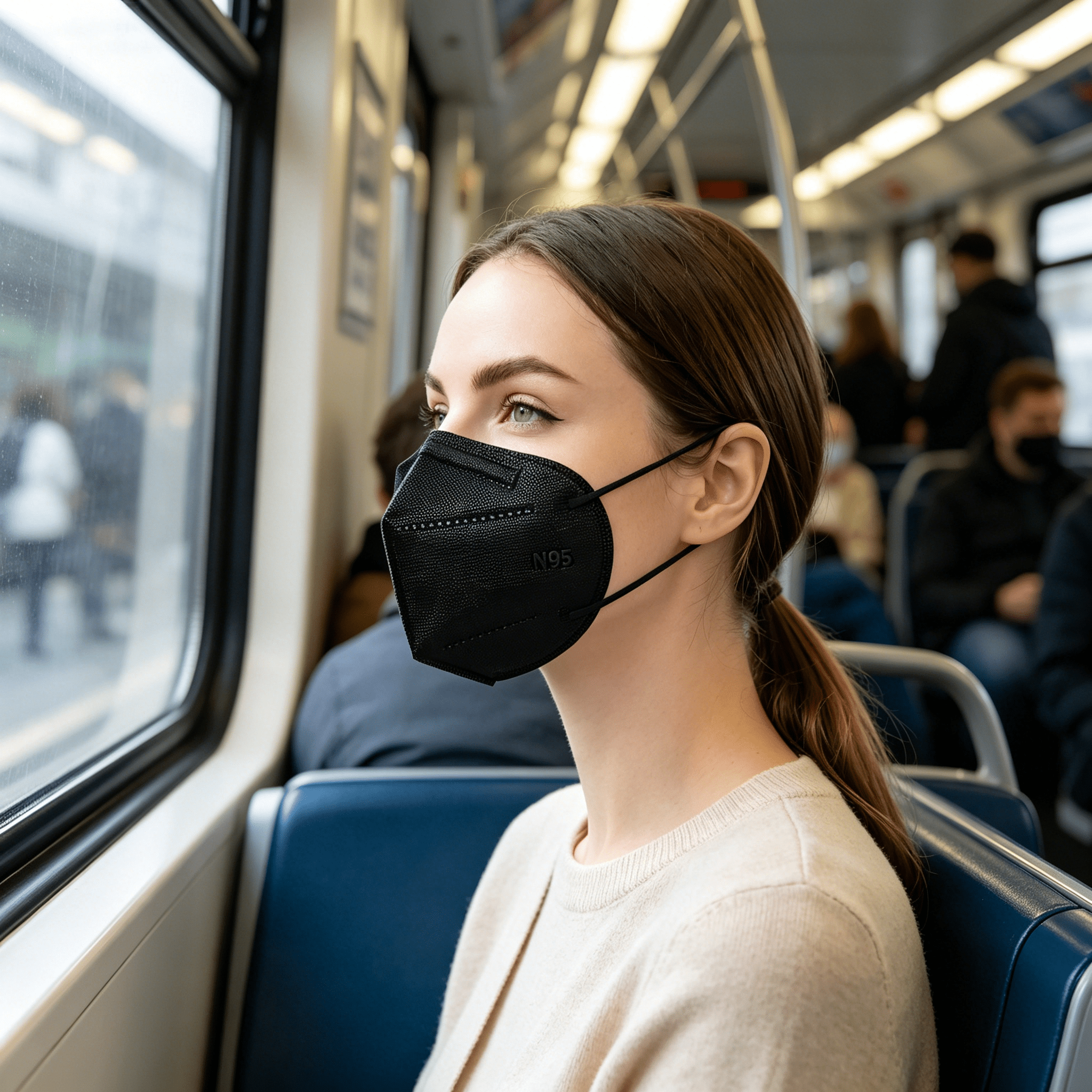 XIRQI KN95 Face Masks, 3D Fish-Shaped Breathable Protective Masks for Adults (Black, 10 Pack) ka0yr