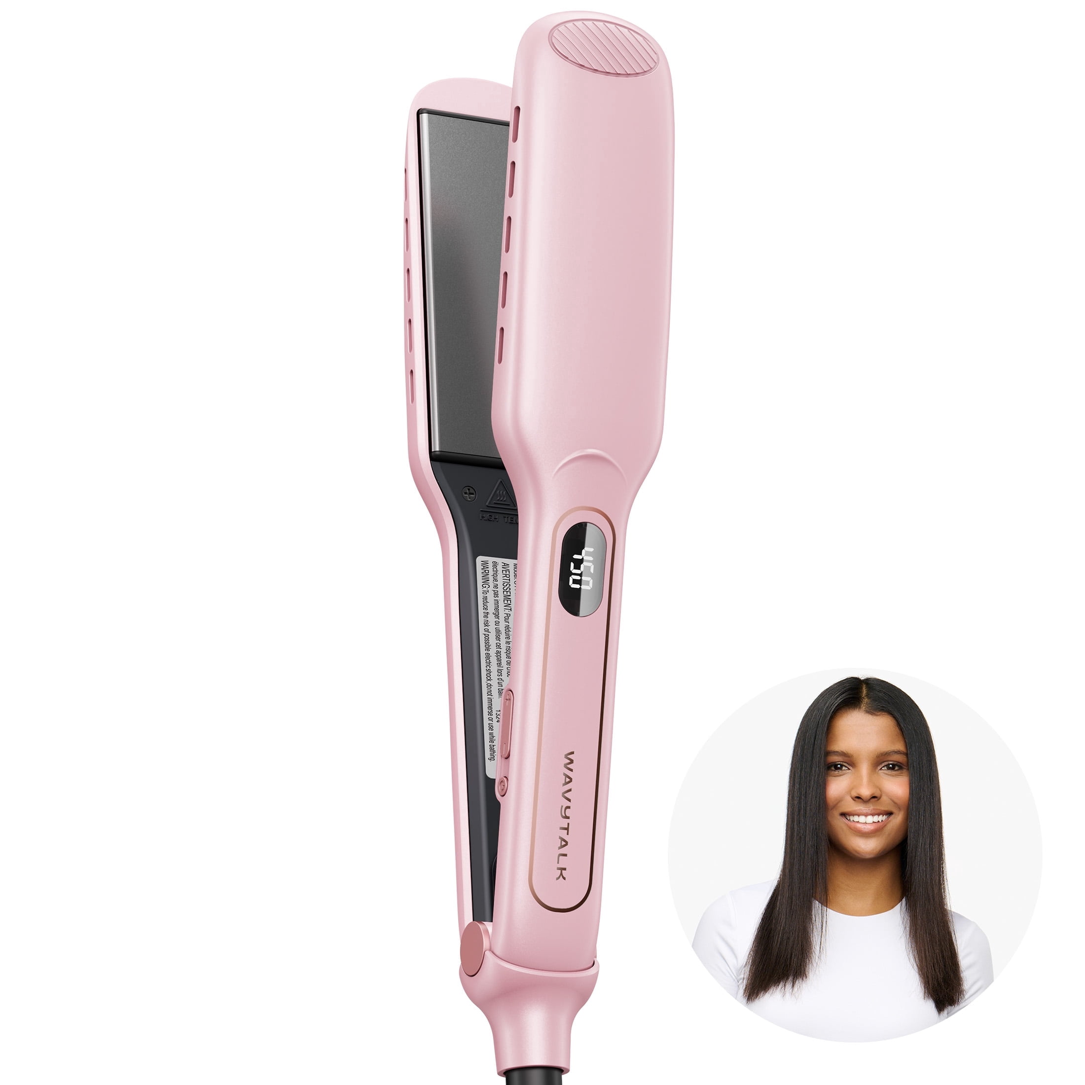 Wavytalk Wet to Dry Hair Straightener, Titanium 1.75 in Wide Flat Iron for Fast Styling (Pink, 1.75 in) 3pc28