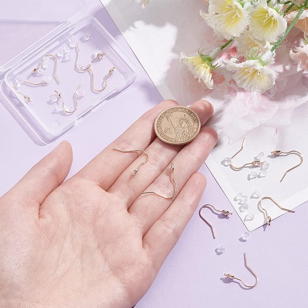 Globleland 18K Gold Plated Earring Hooks with Cubic Zirconia and Ear Nuts (Gold, 42 Piece Set) 0fqen