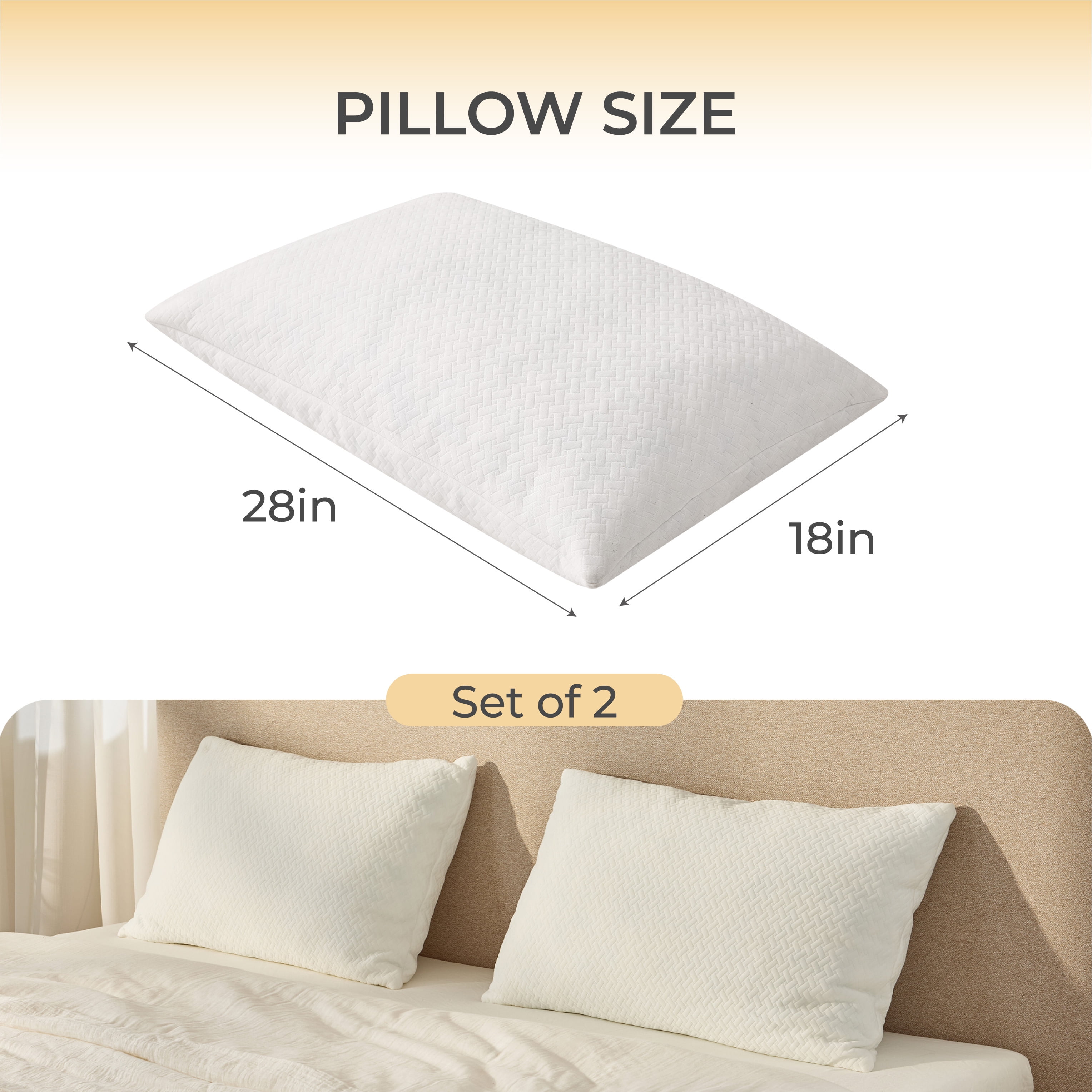 EGOHOME Shredded Gel Memory Foam Bed Pillow (White, 2 Pack, 28 in x 18 in) 9rm68