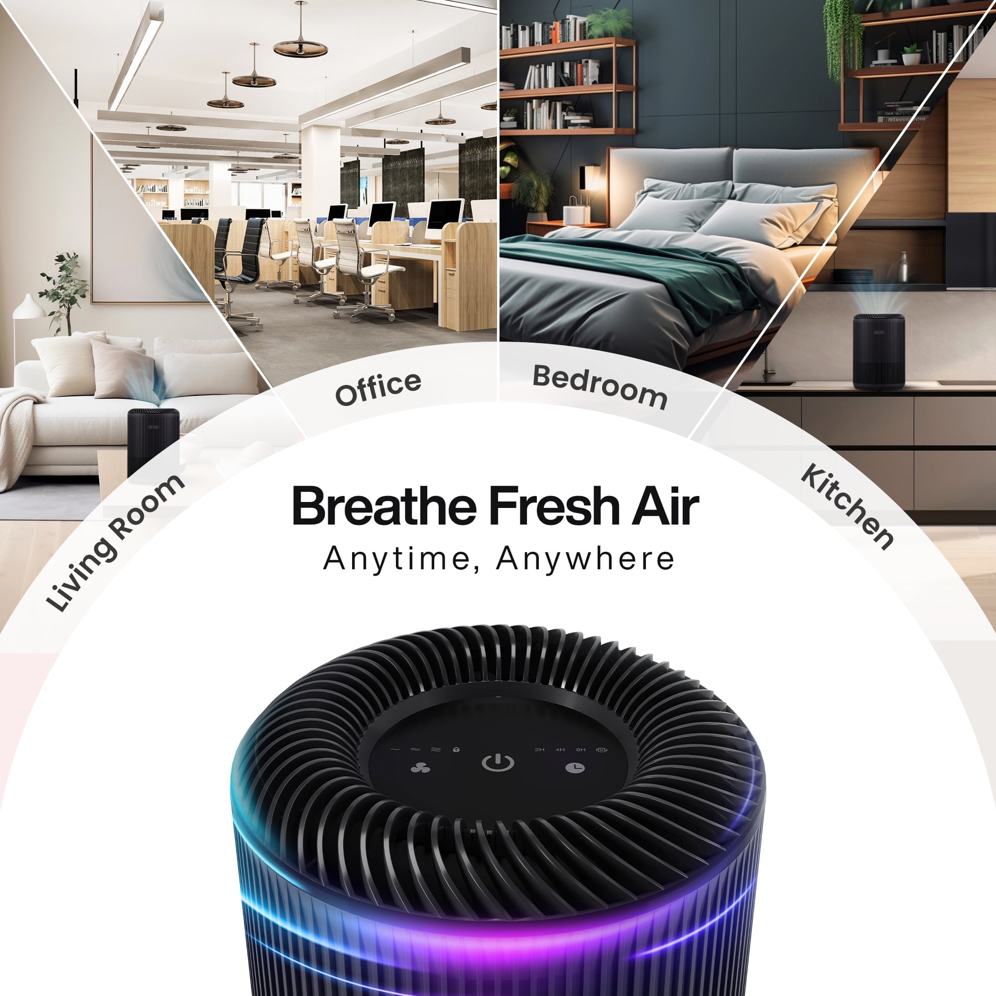 Miko Essence Air Purifier with H13 True HEPA Filter and Activated Carbon for Large Rooms (Black, 1000 sq ft) j2av5
