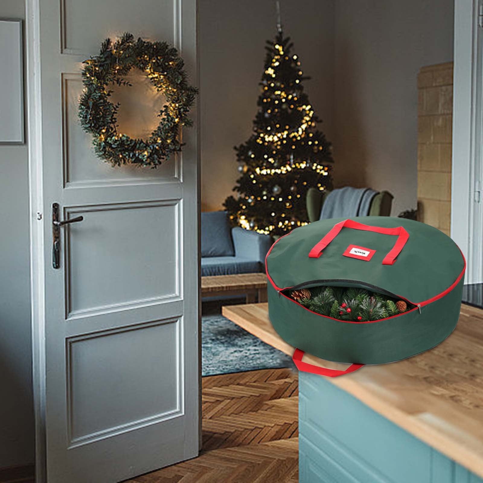 Aihimol Heavy Duty Wreath Storage Bag, Waterproof Christmas Wreath Holder for Seasonal Organization (Green, 29 in) 9kuj2