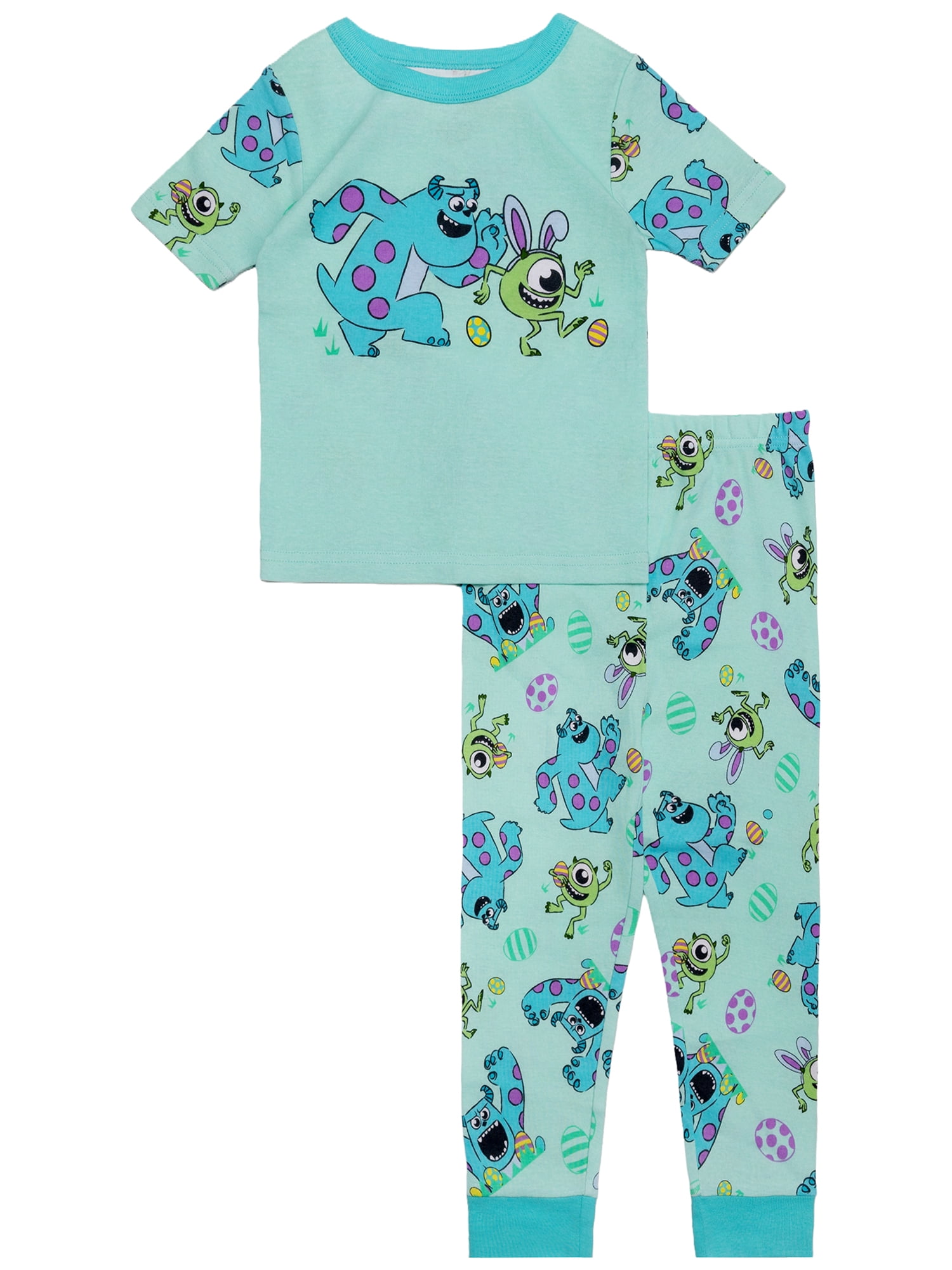 Monsters Inc. Toddler Easter Pajama Set, 2-Piece Short Sleeve Cotton Sleepwear (Multi, 5T) tuauo