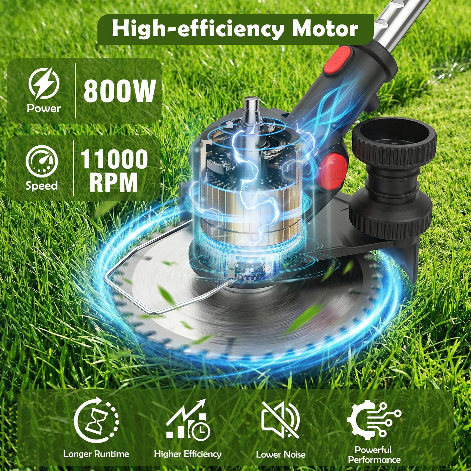 CATGOOD Electric Cordless Weed Eater, 24V Grass Trimmer with 2 Batteries and Charger (8 in Cutting Width) 6bmcb