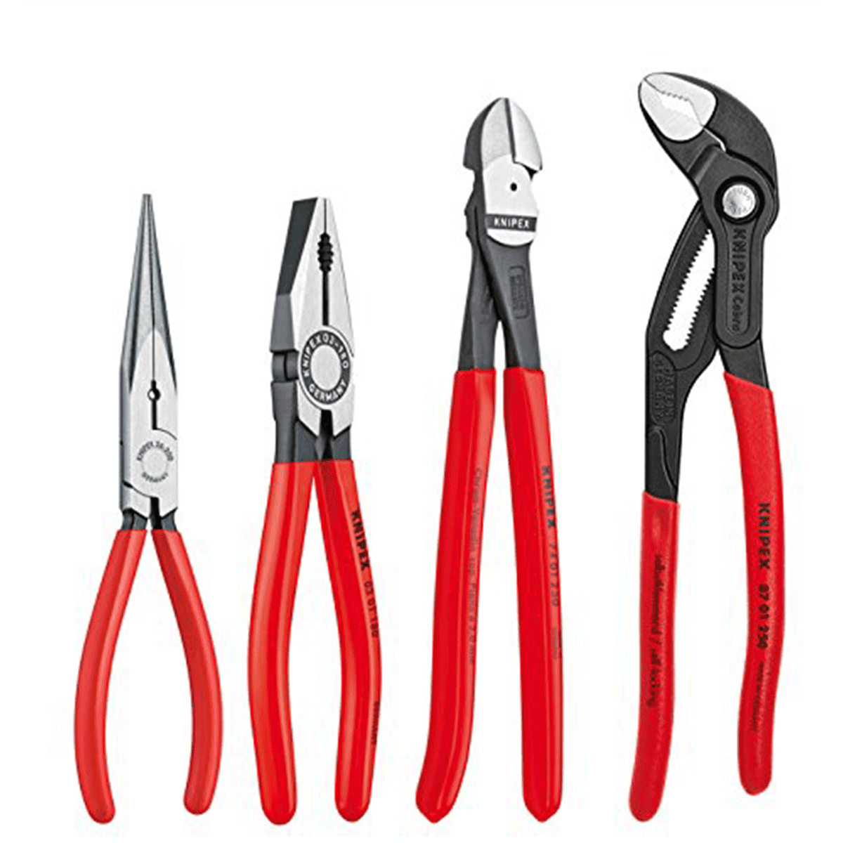 Knipex Tools Cobra Combination Cutter and Needle Nose Pliers Set (Black, 4 Piece) b10wp