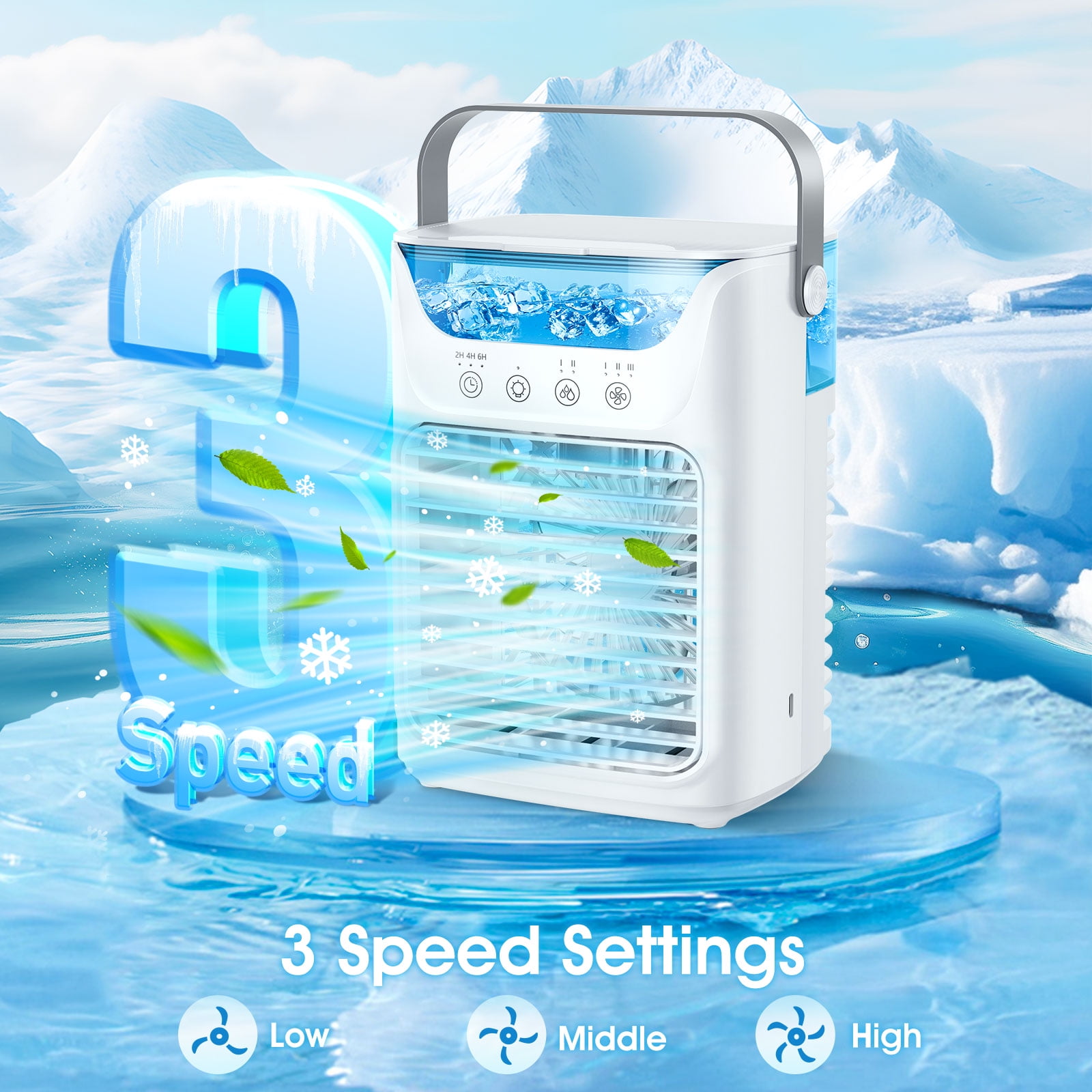 AITREE Portable Air Conditioner 3-in-1 Personal Cooling Fan with Humidifier and Mist (White, 23.67 fl oz) 6e6x3