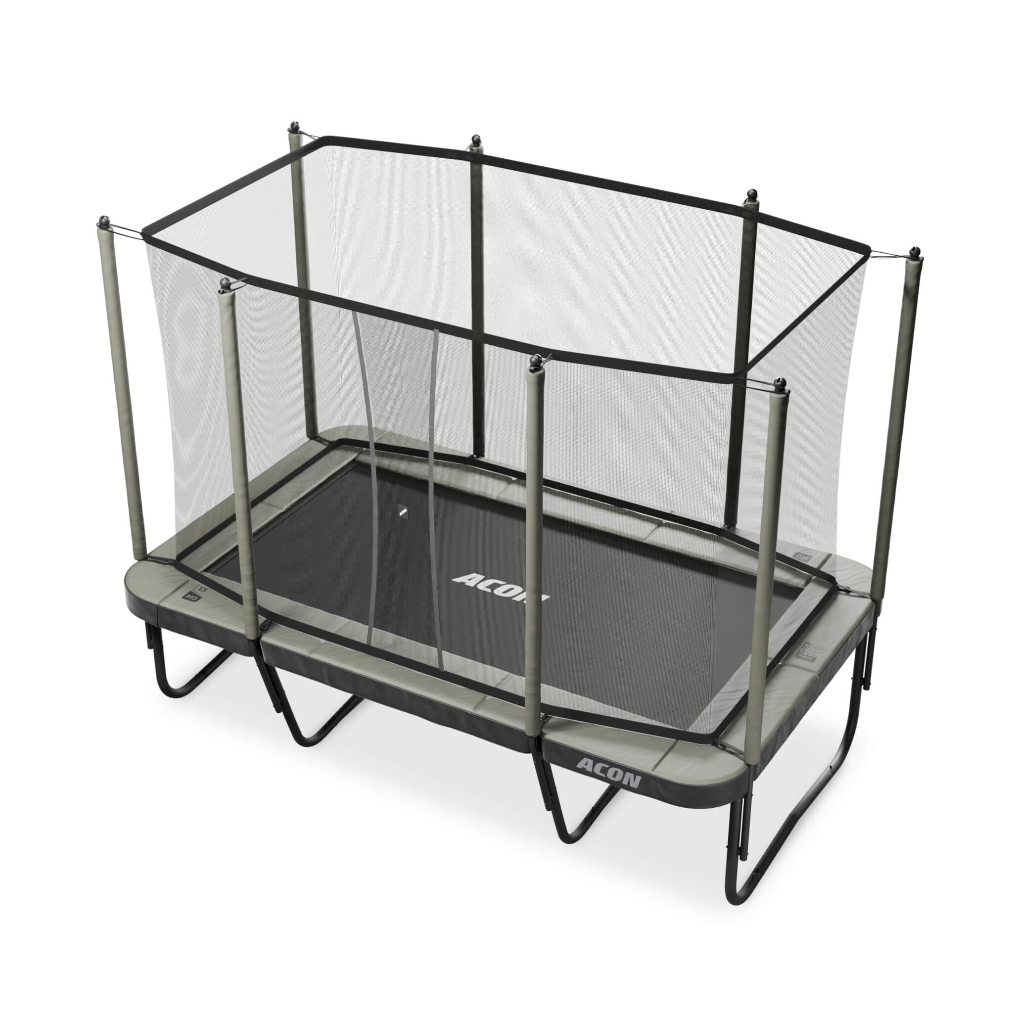 ACON 13 HD Rectangular Trampoline with Safety Net and Ladder (Black, 13.5 ft x 8.5 ft) m2l9d