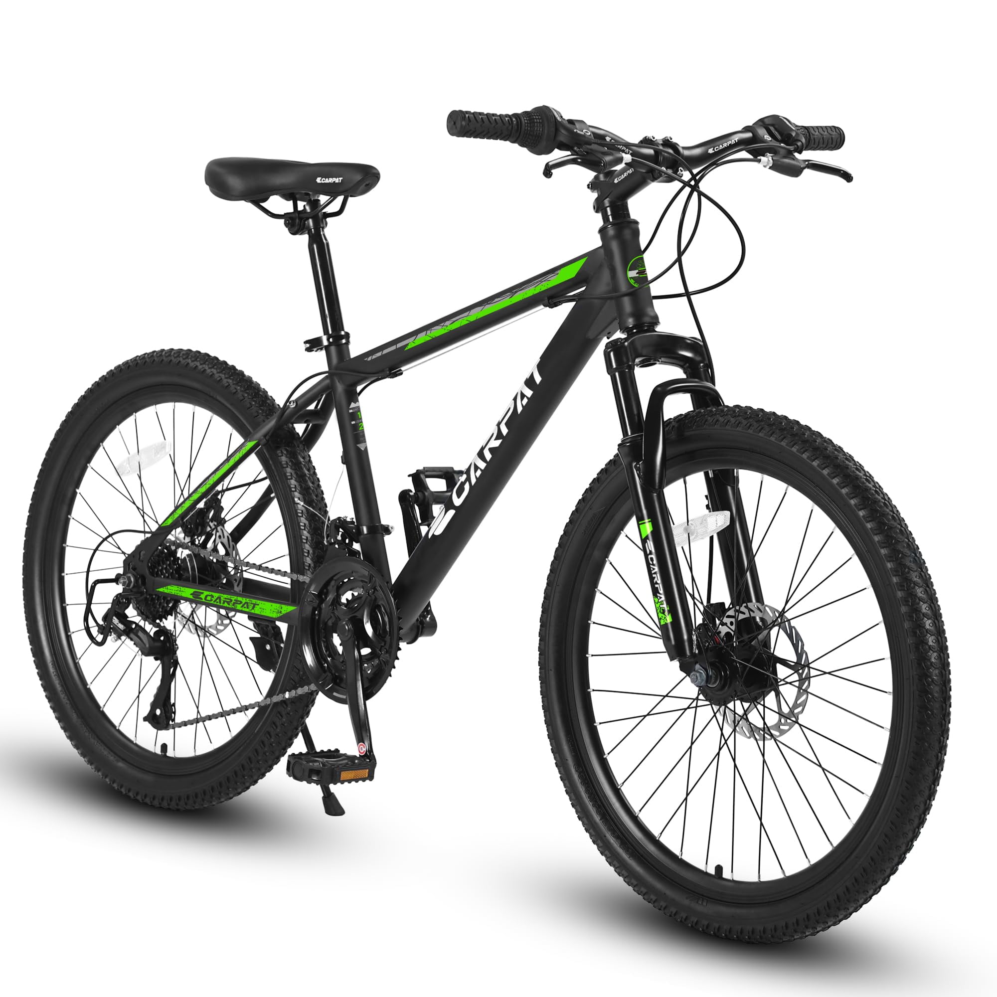 ToolMoo 26 Inch Mountain Bike, 21 Speed Shimano Shifter, Dual Disc Brakes, Front Suspension (Black, 26 in) 48wls