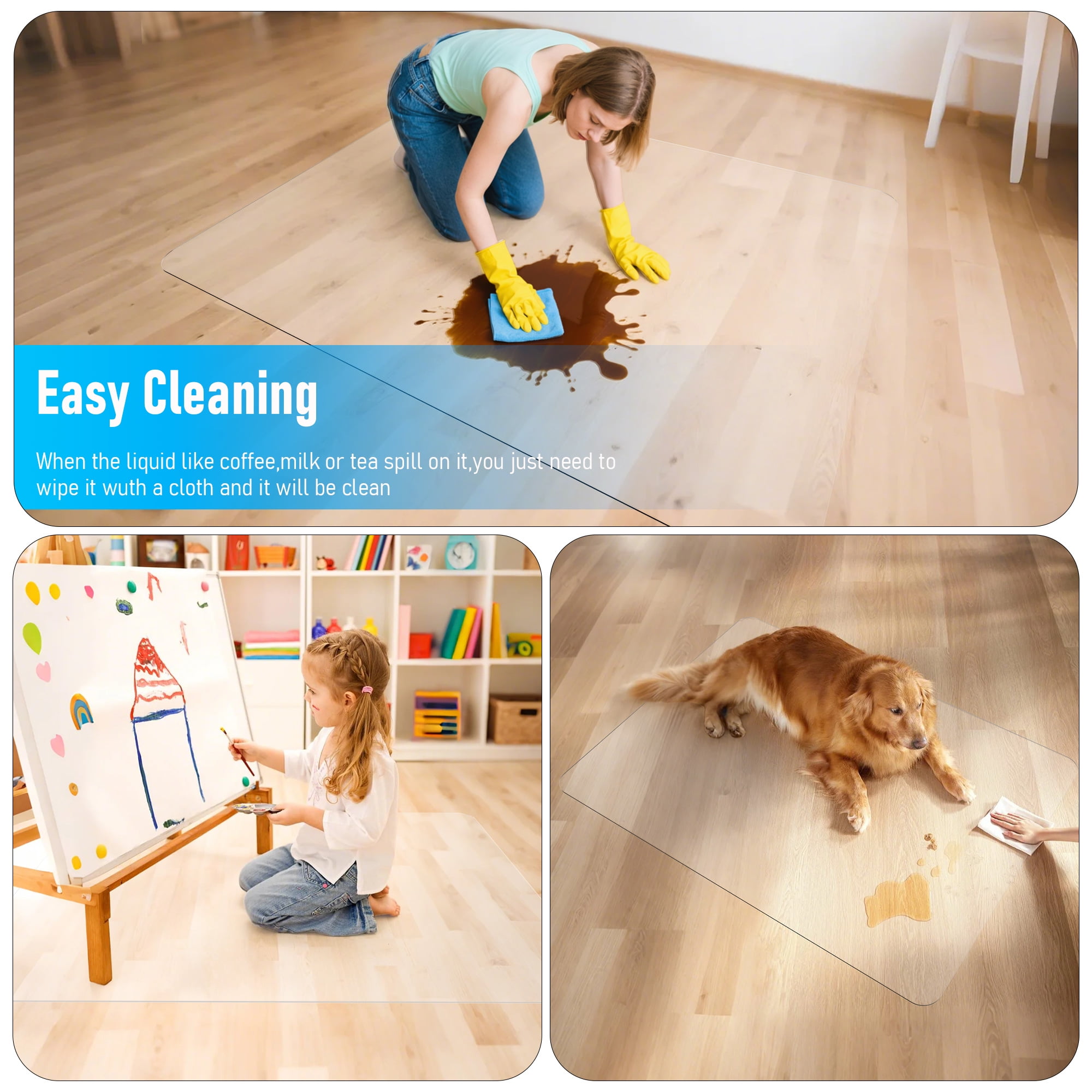 Hriiiiya Office Chair Mat for Hardwood Floors, Non-Slip Floor Protector for Desk Chairs (Clear, 36 in x 48 in) b0ywt