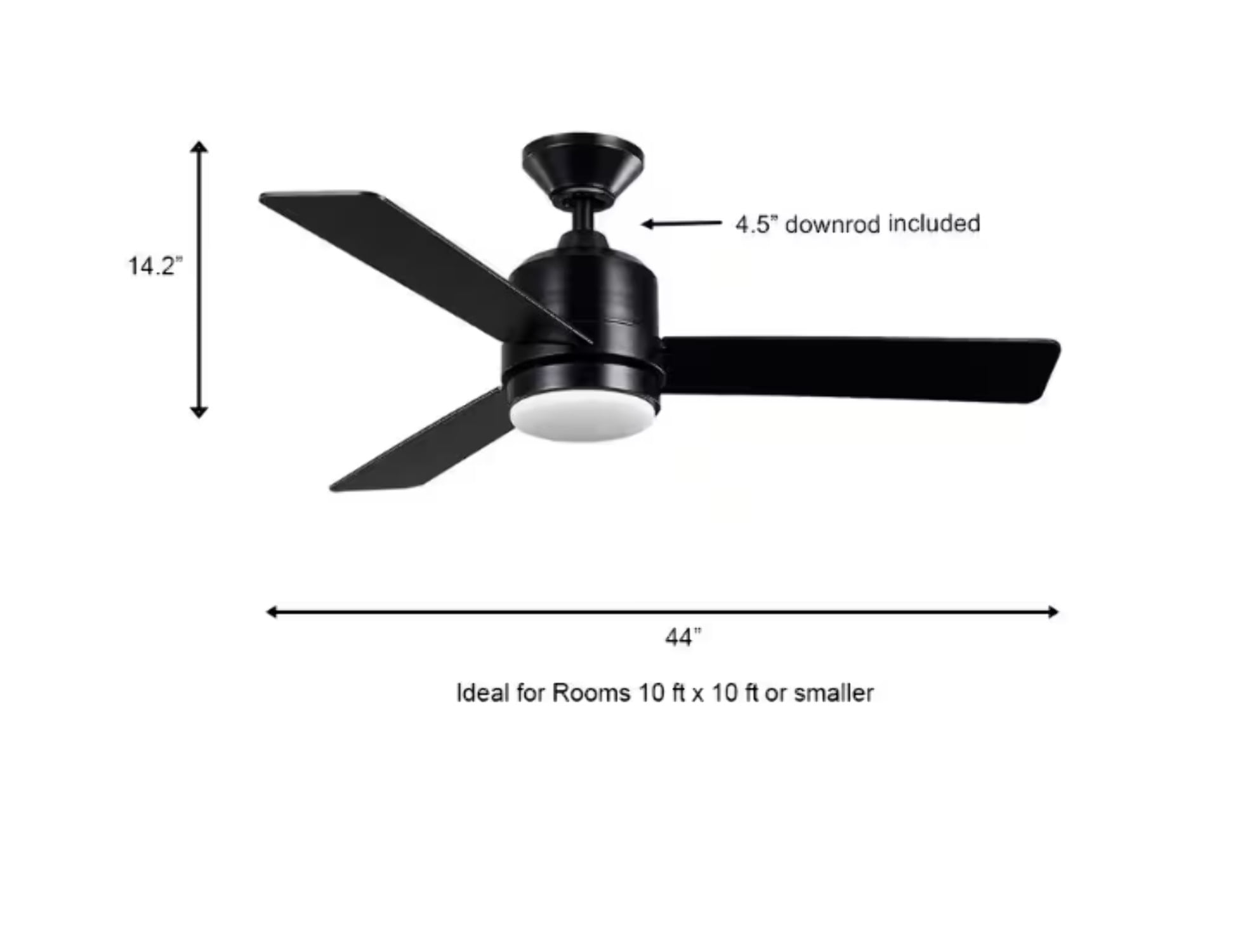 Hampton Bay Castlegate 44 in. Indoor LED Ceiling Fan with Light Kit and Remote (Black, 44 in.) yattj