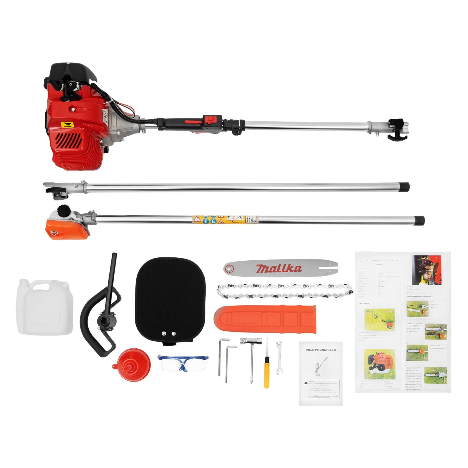 Miumaeov 2-Stroke Pole Chainsaw with Adjustable Handle and 12-in Guide Bar (Silver, 43cc Engine) 9rycl