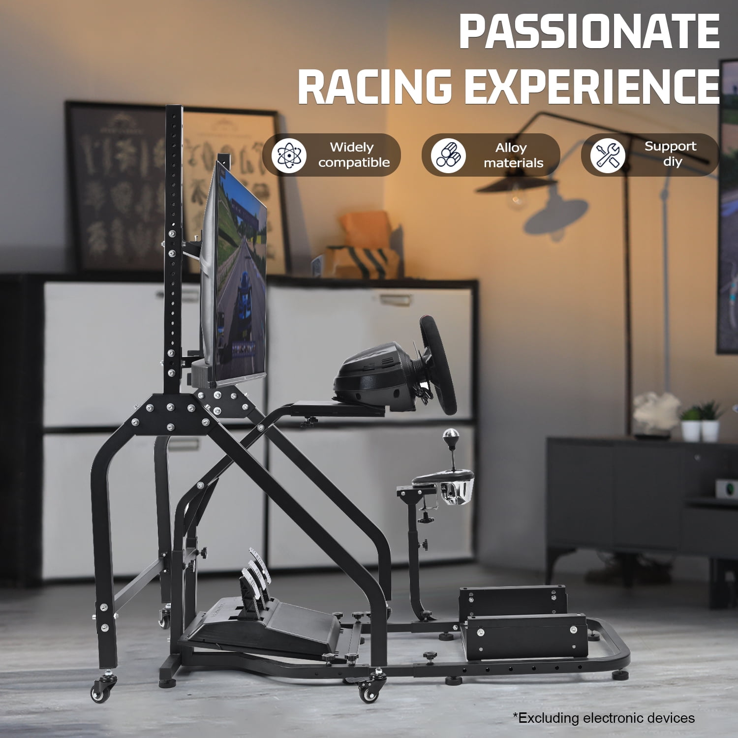 Marada Racing Simulator Cockpit with Single Monitor Mount (Black, 250 lb Capacity) f8cbe