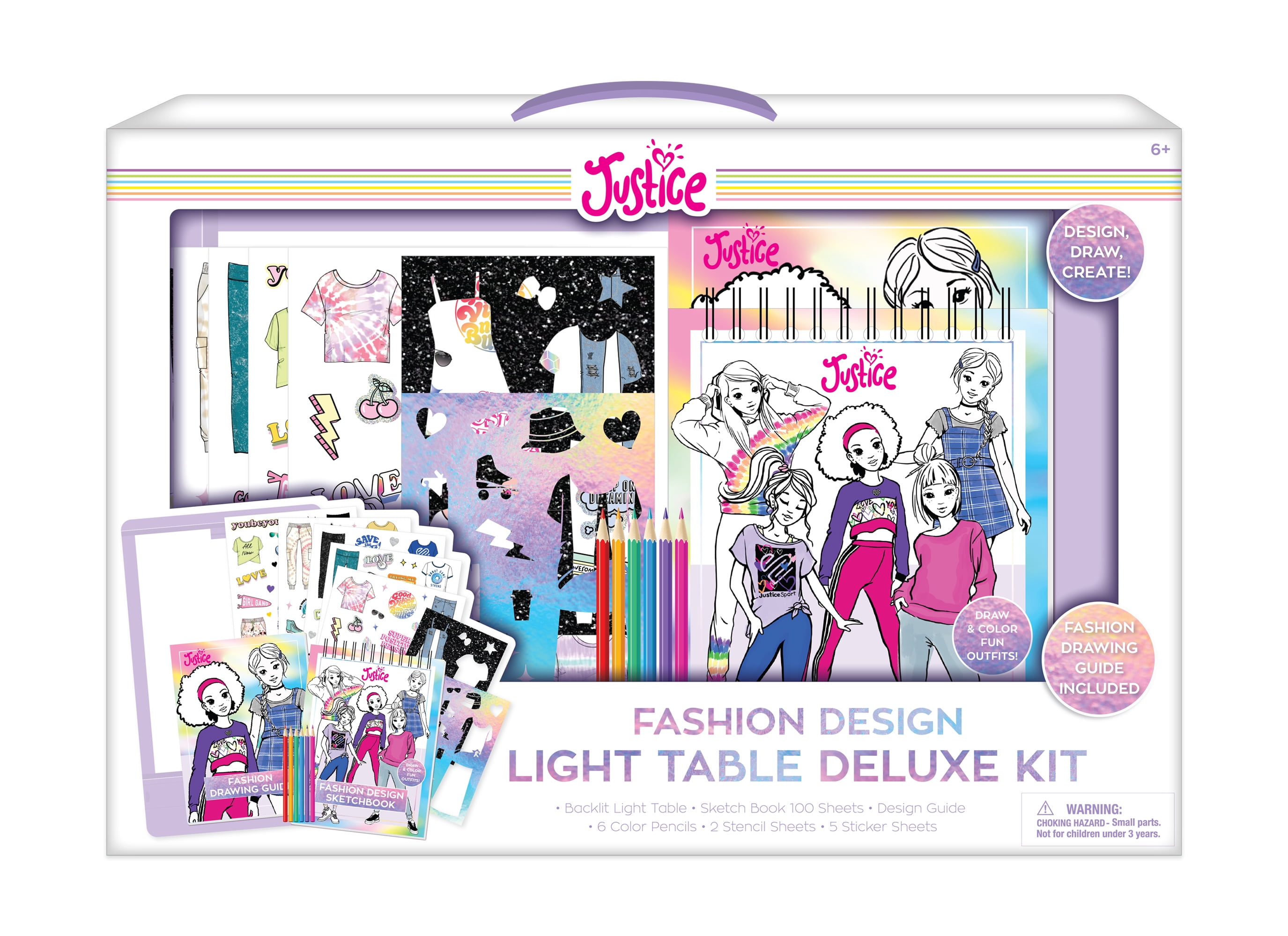 Justice Design and Sketch Light Table Fashion Drawing Activity Set (14 Piece Kit) rvumk