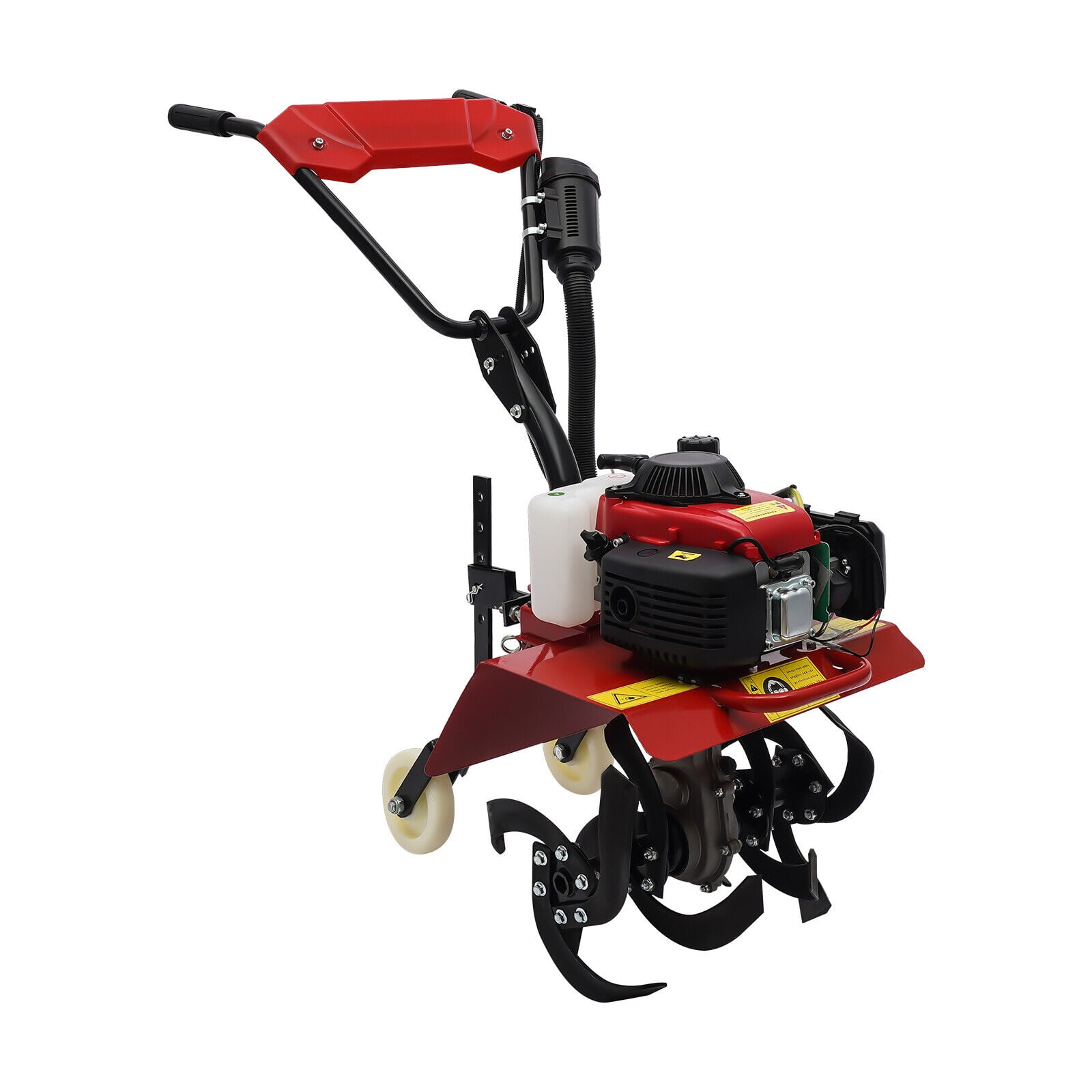 Generic 63cc Gas Powered Tiller Cultivator, Heavy-Duty Garden Soil Rototiller (Red, 13.78 in Width) 847gp