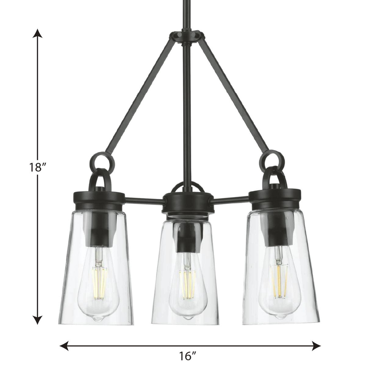 Progress Lighting Stockbrace Three-Light Farmhouse Chandelier (Matte Black, 24 in) x8sca