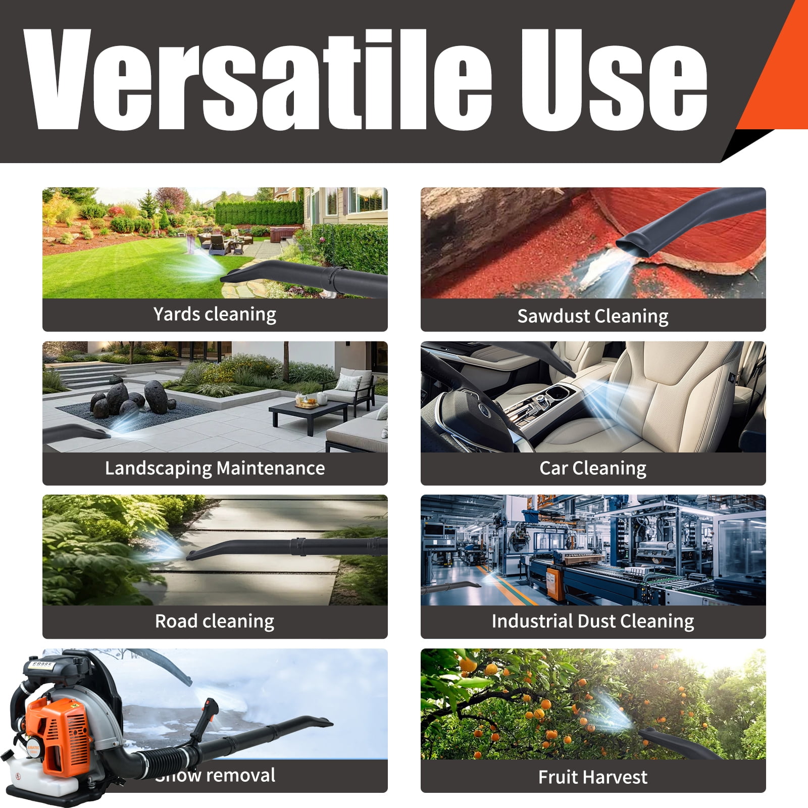 JUBATEC 65CC Backpack Gas Powered Leaf Blower (884 CFM, 3.8 HP, 24.25 lb) 947lc