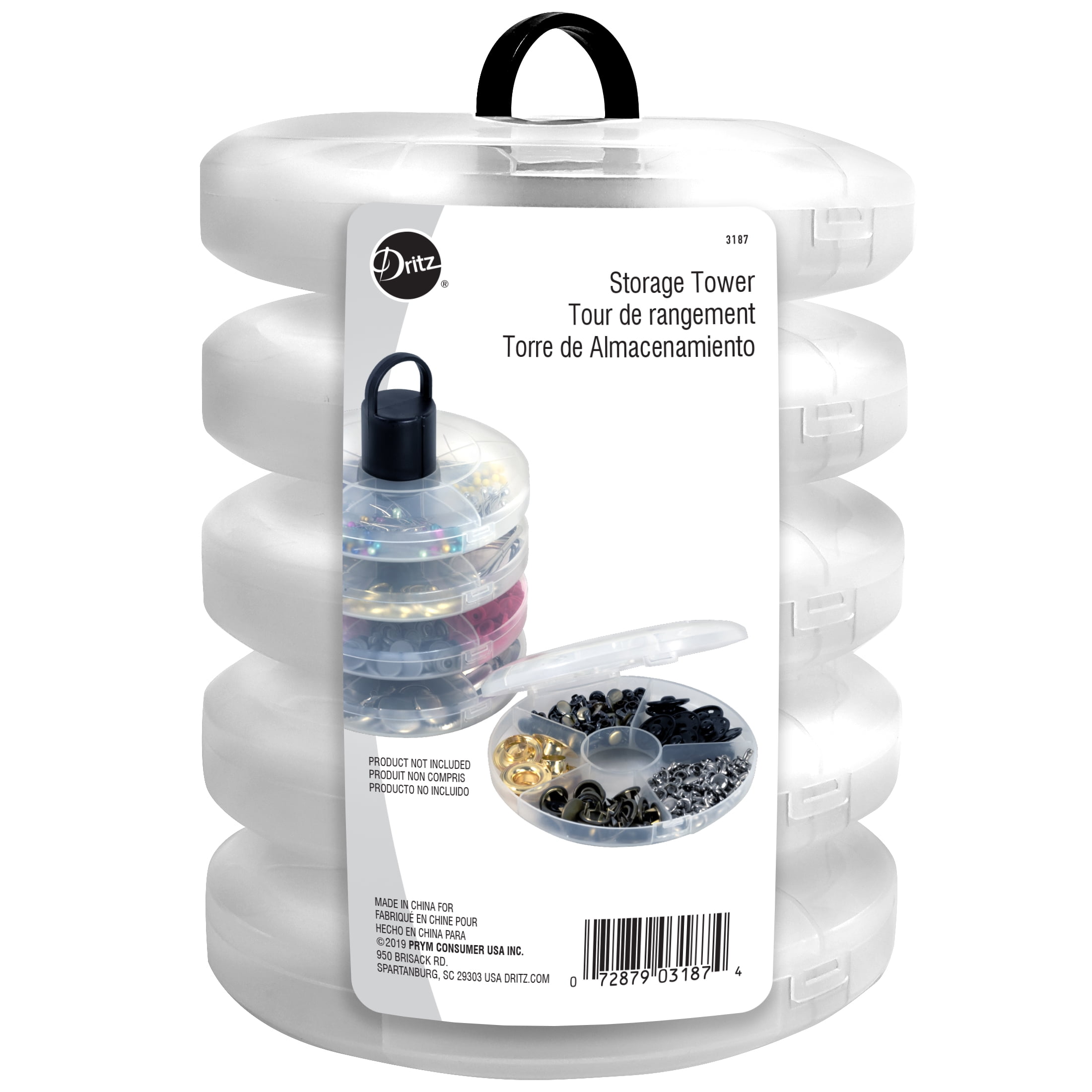 Dritz Storage Tower with Removable Compartments (Clear, 7 in Height) bb0i1