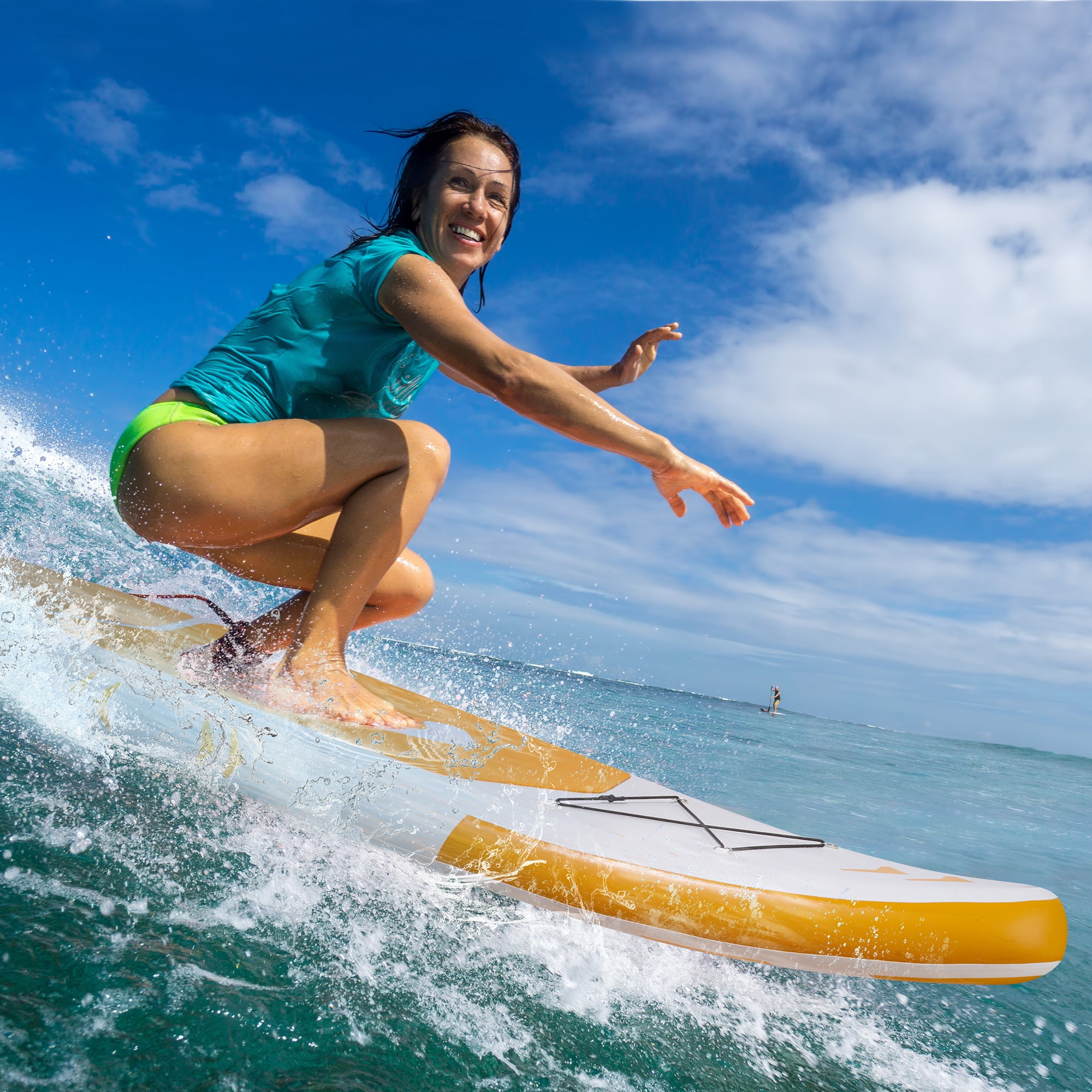 Naipo Inflatable Stand Up Paddle Board Ultra-Light SUP for Surfing and Touring (Orange, 120 in x 30 in x 6 in) tay89