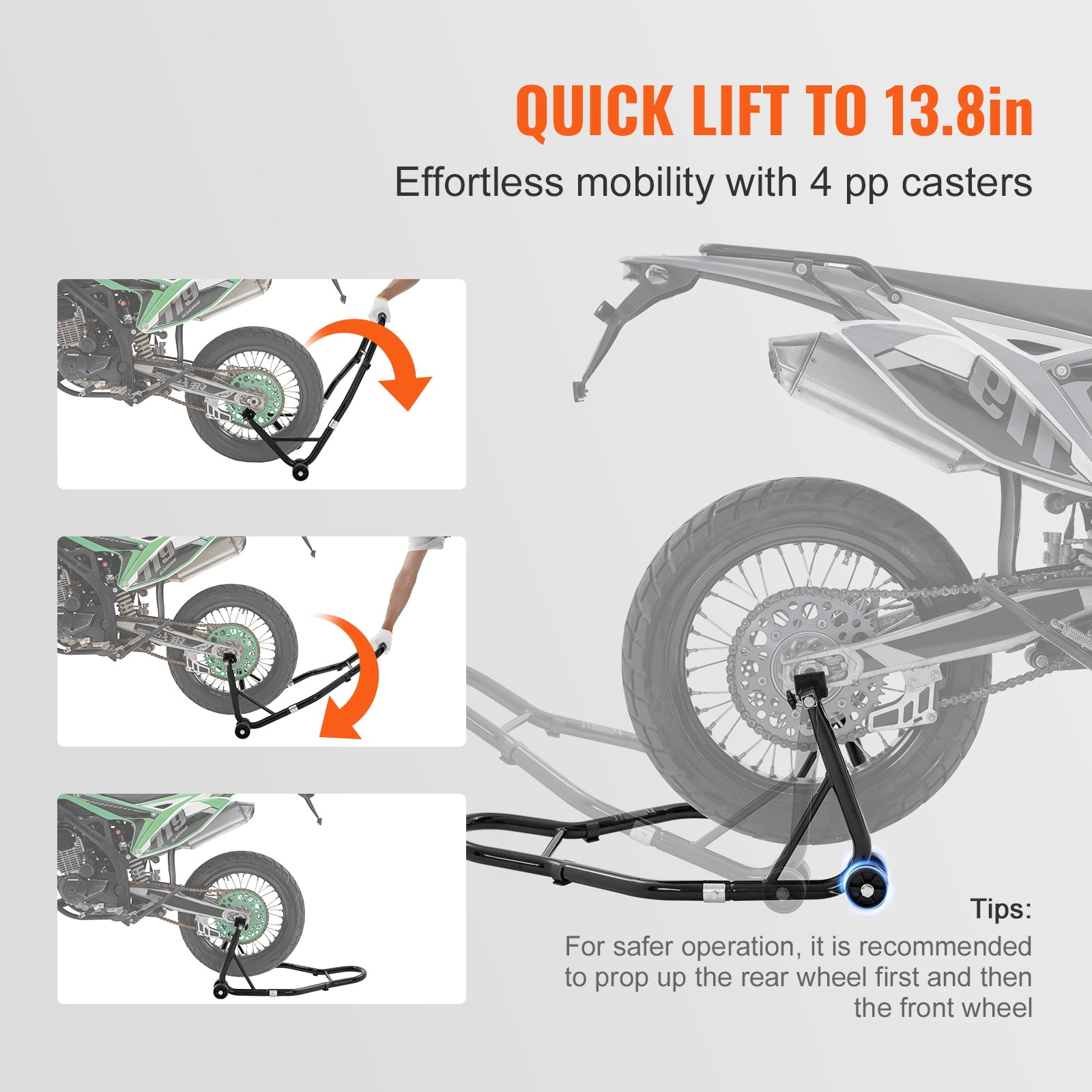 KFFKFF Motorcycle Front and Rear Paddock Stand Lift Set (Black, 850 lb Capacity) yl4aw