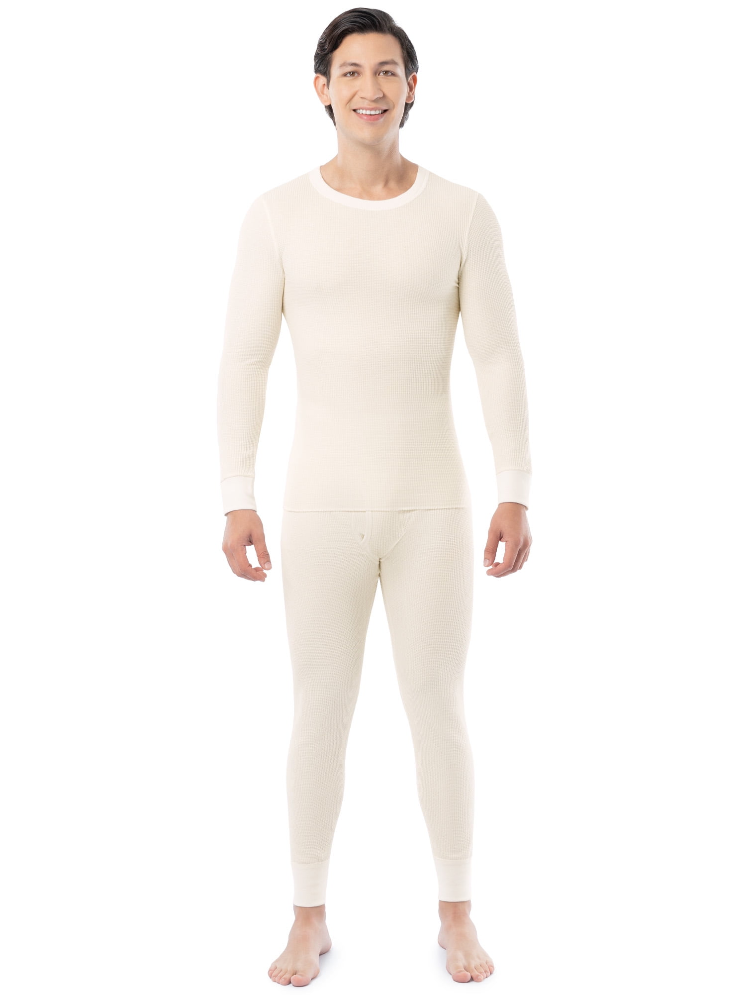 Fruit of the Loom Men's Thermal Waffle Crew Top (Black, 3-Pack) 0i5jn