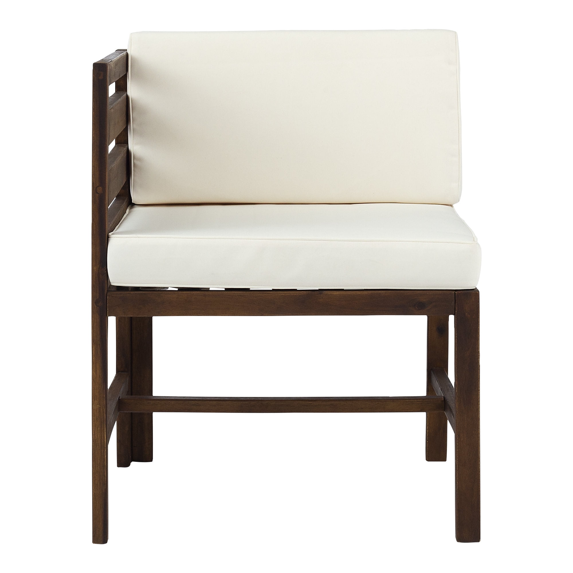 Walker Edison Modular Outdoor Acacia Wood Patio Chair and Ottoman Set (Dark Brown, 3 Piece) lckzh