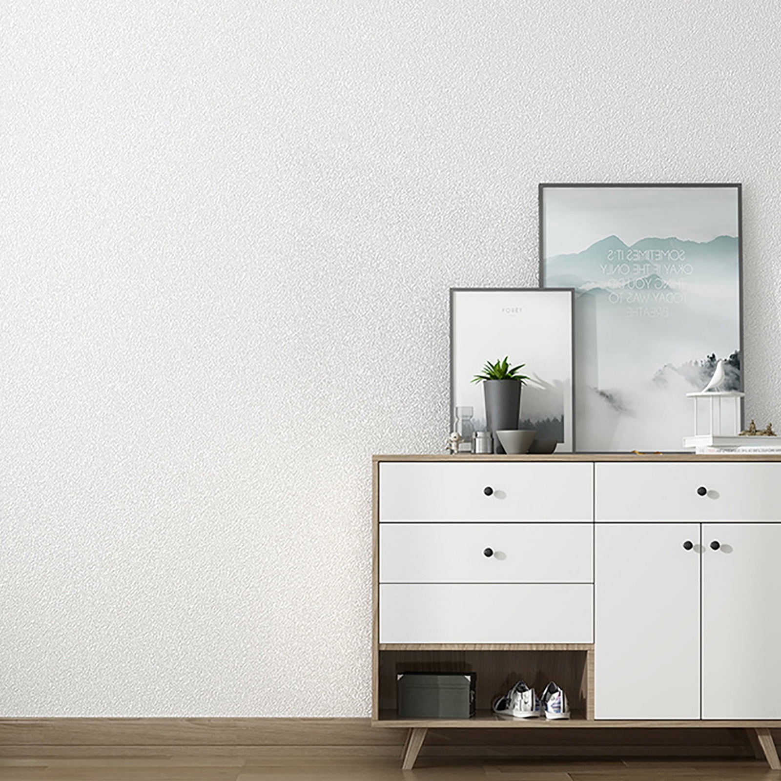 Beautynvta Peel and Stick Wallpaper, Waterproof Thickened Self-Adhesive Wall Covering for Home Decor (White, 9.19 ft x 19.7 in) w7k26