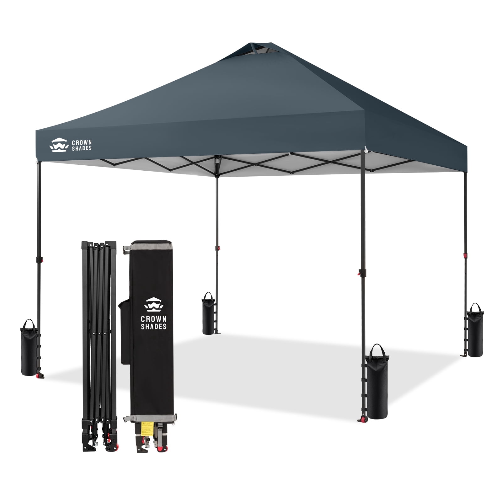 Crown Shades 10x10 Pop Up Canopy Tent with Patented One Push Center Lock (Grey, 10 ft x 10 ft) q6jse