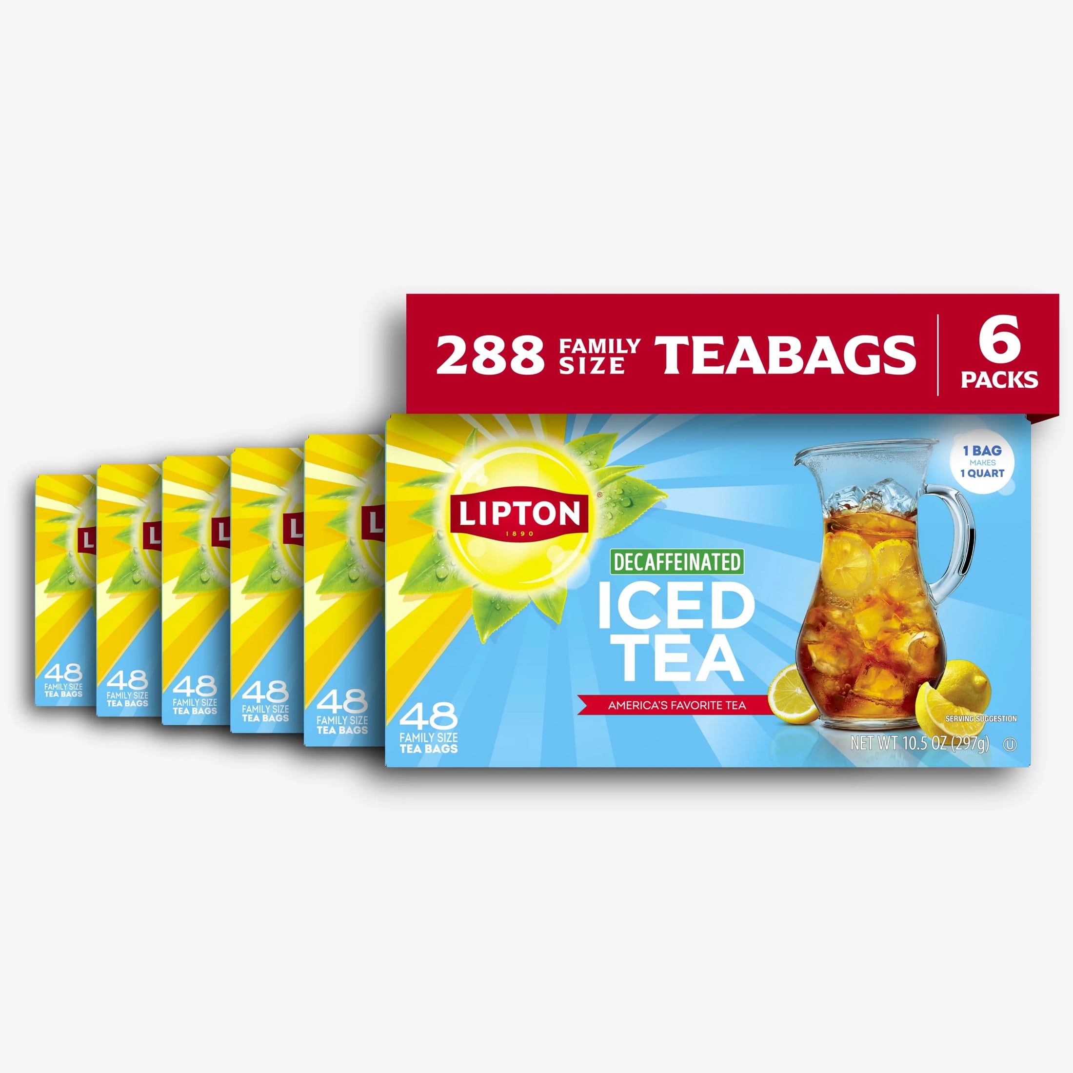 Lipton Decaffeinated Black Tea, Family Size Tea Bags (Black, 288 Count) 0umuz
