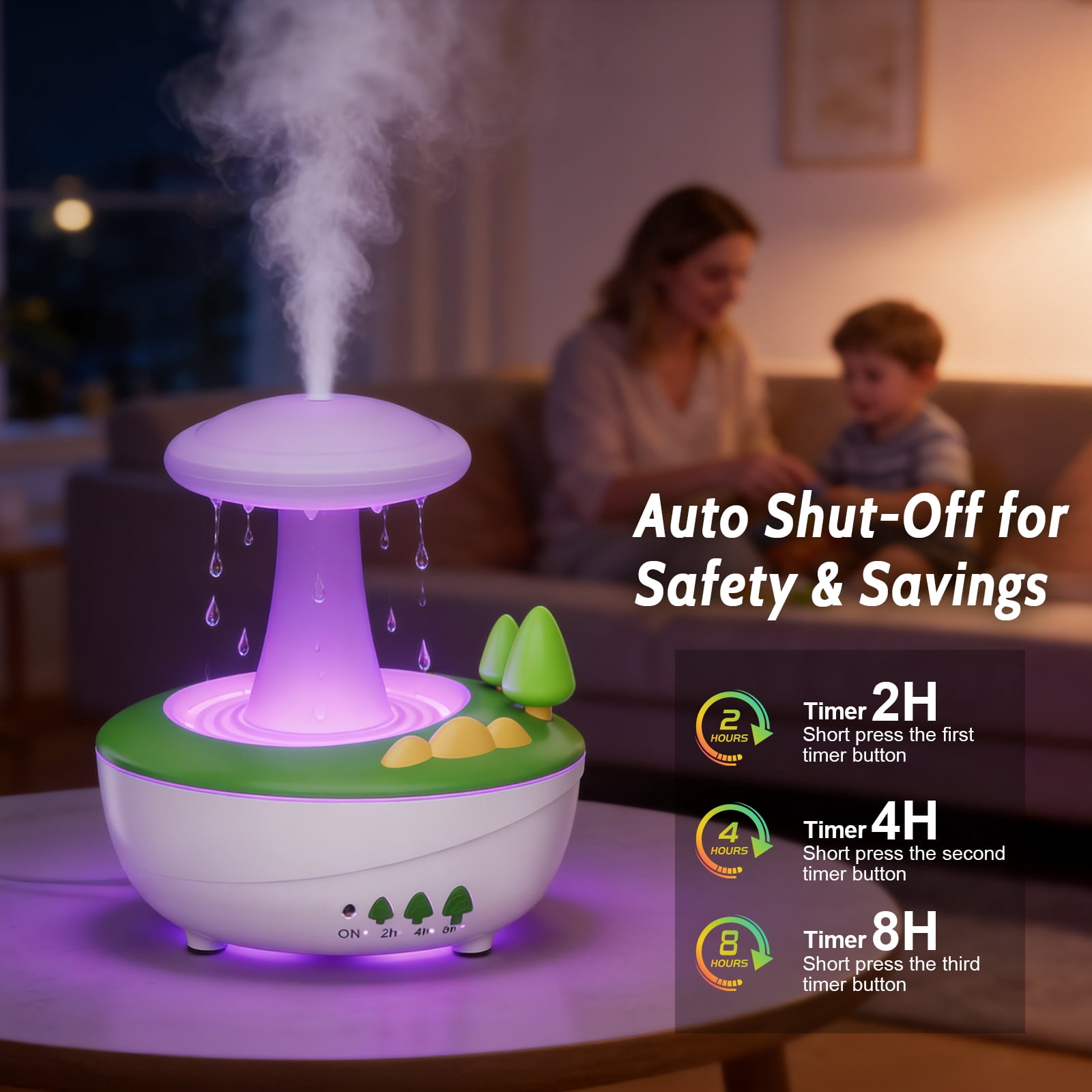 Fimilo Raindrop Essential Oil Diffuser, Ultrasonic Humidifier with White Noise & LED Ambient Light (White, 9.47 fl oz) iporq