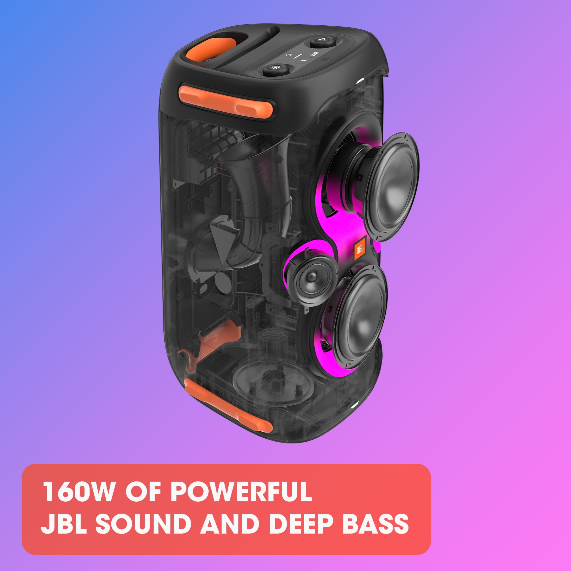 JBL PartyBox 110 Portable Bluetooth Speaker with Dynamic Light Show and Deep Bass (Black) pjgzz