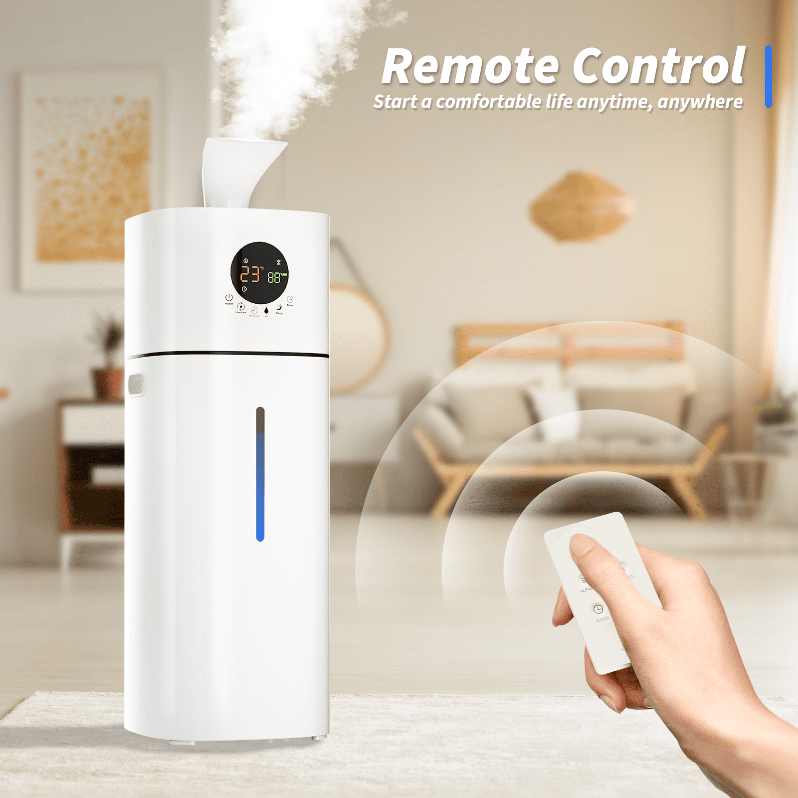 Rocyis Ultrasonic Tower Humidifier for Large Rooms, Whole House Air Moisturizer with Smart Humidity Control (White, 4.2 gal) 0m303