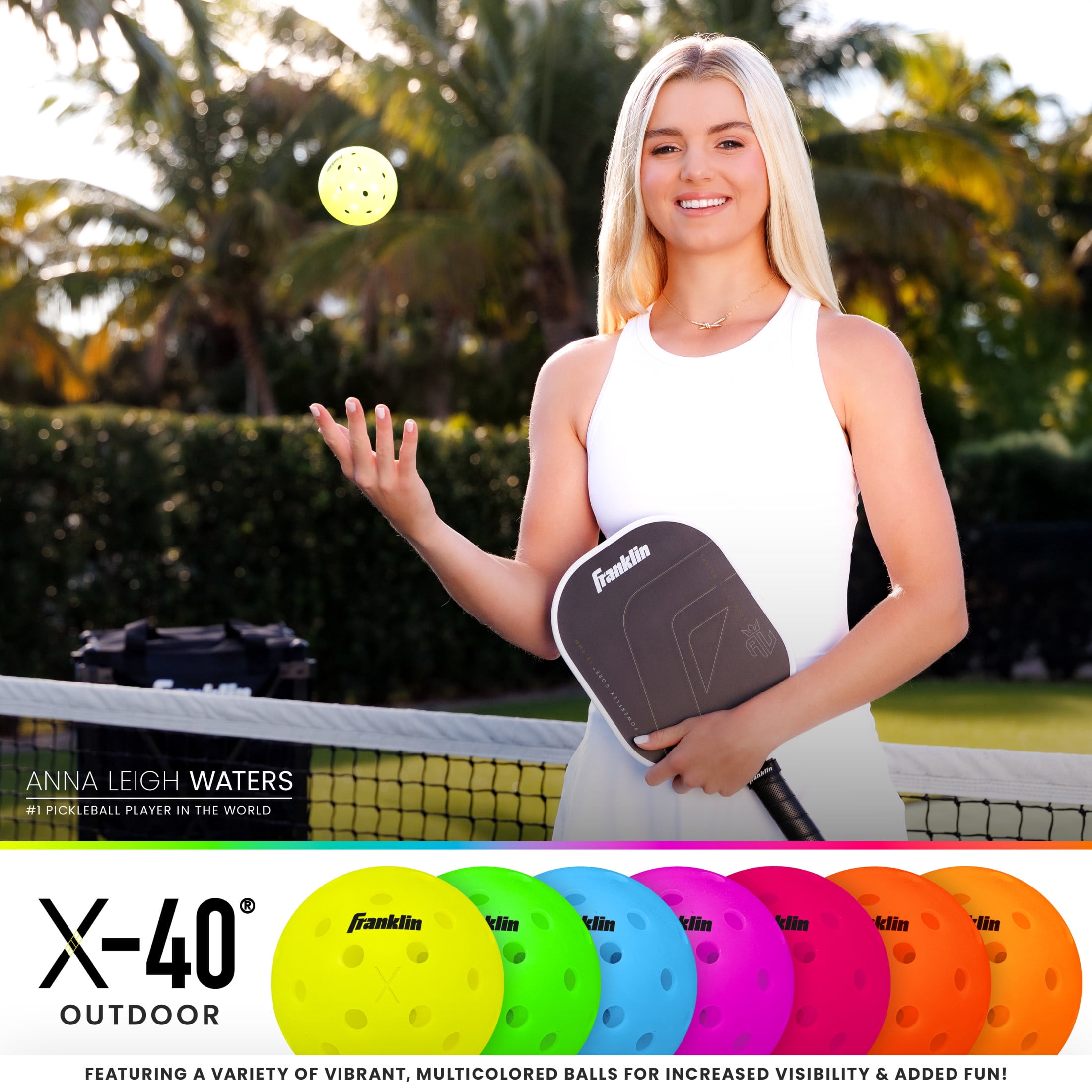 Franklin Sports X-40 Outdoor Pickleballs, USAPA Approved Tournament Performance (Purple, 3 Pack) ysuu0