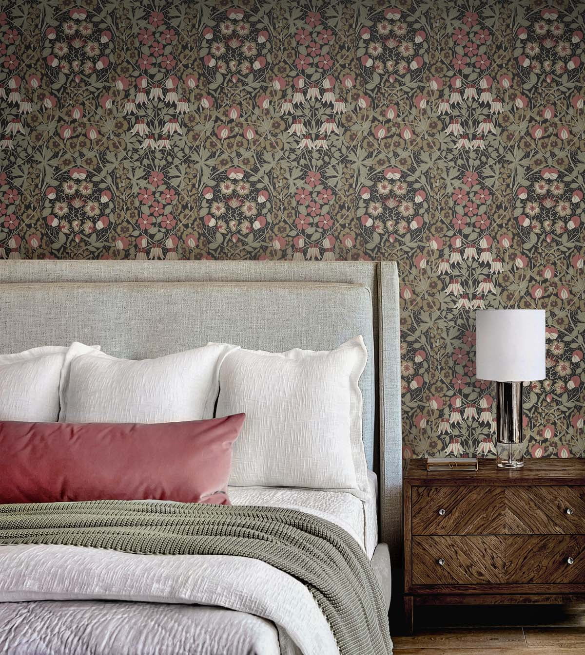 NextWall Tulip Garden Peel and Stick Wallpaper (Red, 20.5 in x 18 ft) l7qxy