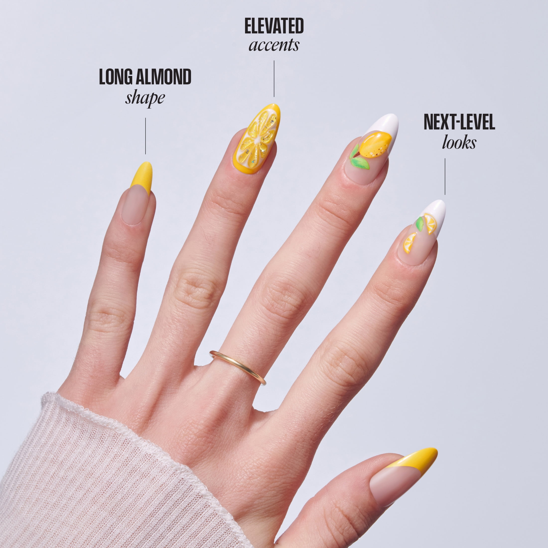 Kiss Glam 3D & Jeweled Long Almond Press-On Nails (Yellow, 32 Pieces) pd7tg