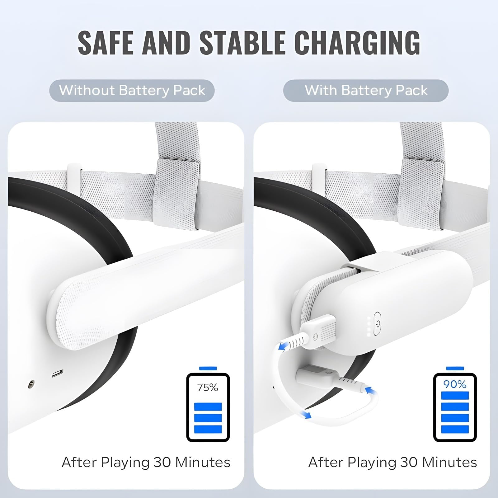 Prociv VR Headset Battery Pack for Meta Quest 3S/3/2, Portable Fast Charging Extended Power Bank (4.2 oz) t5kks