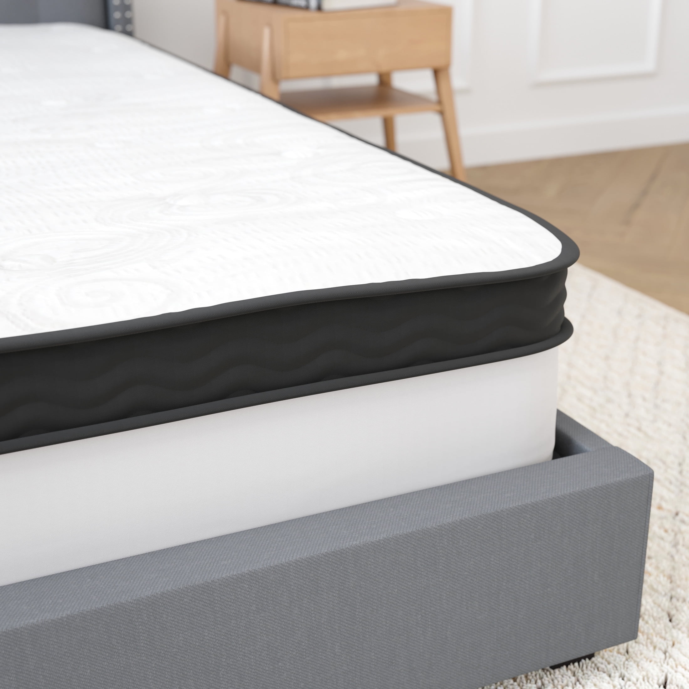 Merrick Lane Hybrid Mattress with Pocket Spring and Memory Foam (Queen, 60 in x 80 in x 12 in) 3k7i1