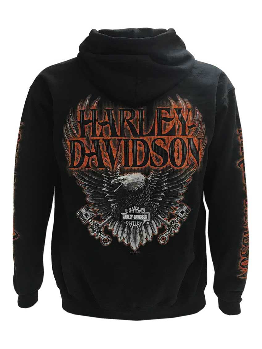 Harley-Davidson Men's Eagle Piston Long Sleeve Pullover Hoodie (Black, S) uwyze