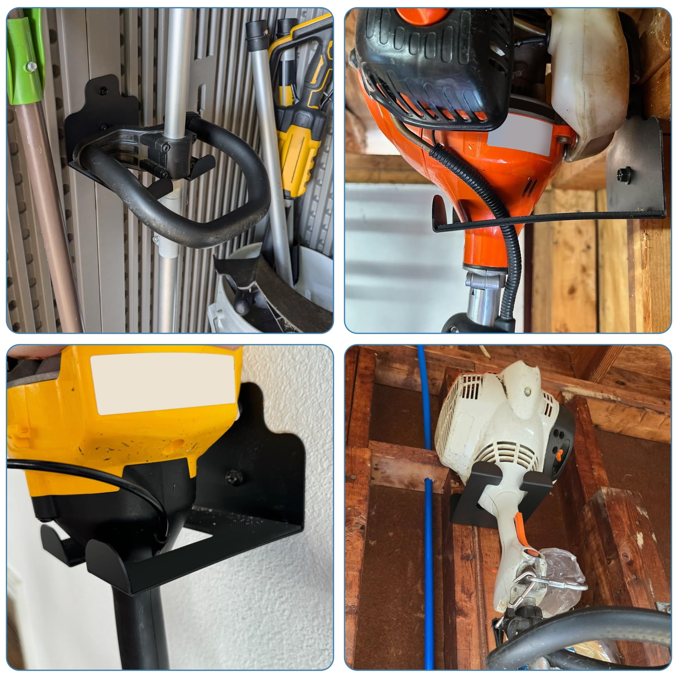 TSV Wall Mounted Garage Trimmer Rack, Heavy Duty Garden Power Tool Organizer (Black, 1 Pack) p42ut
