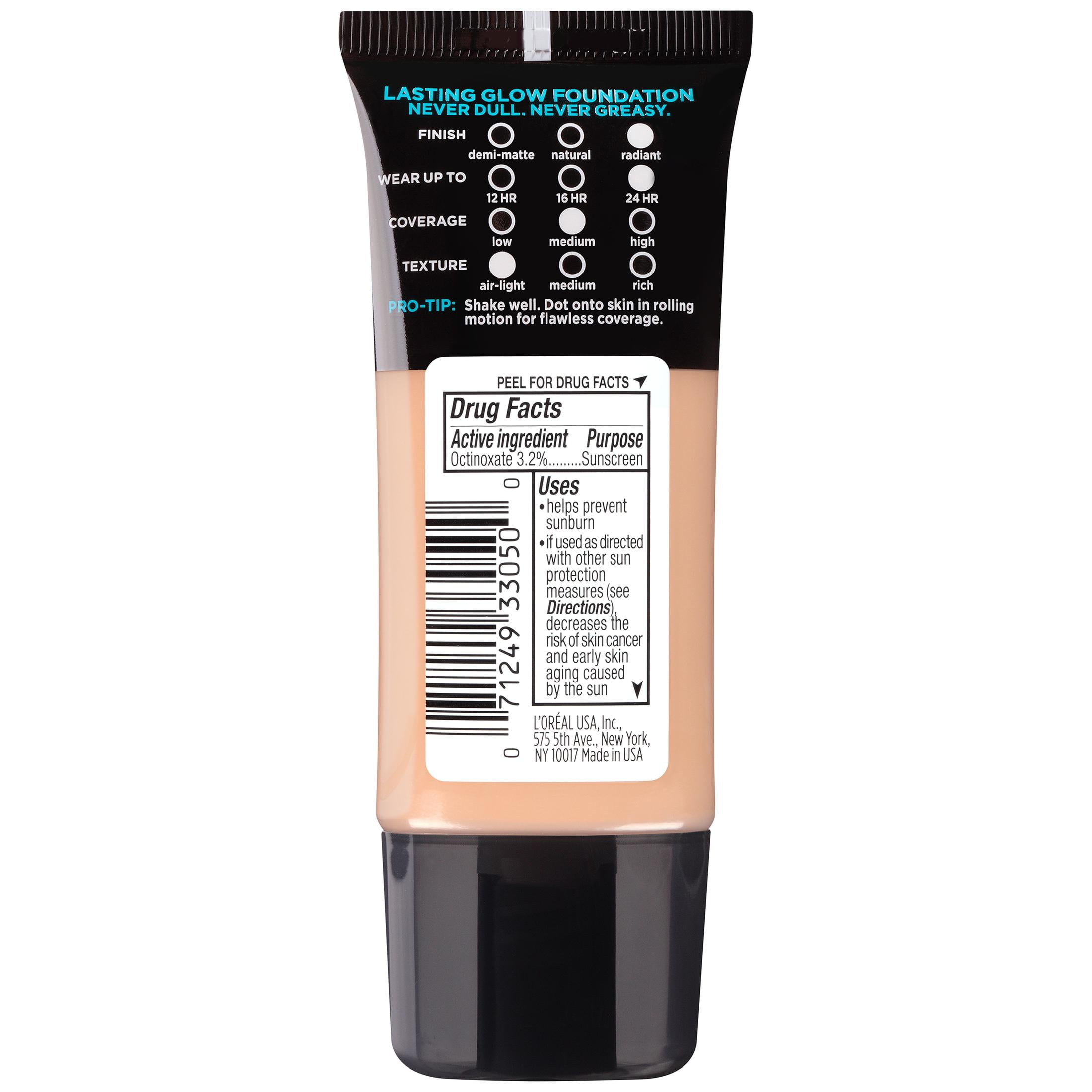 L'Oreal Paris Infallible Pro-Glow Foundation, Hydrating Liquid Makeup with SPF 15 (Sun Beige, 1 fl oz) i8yp5