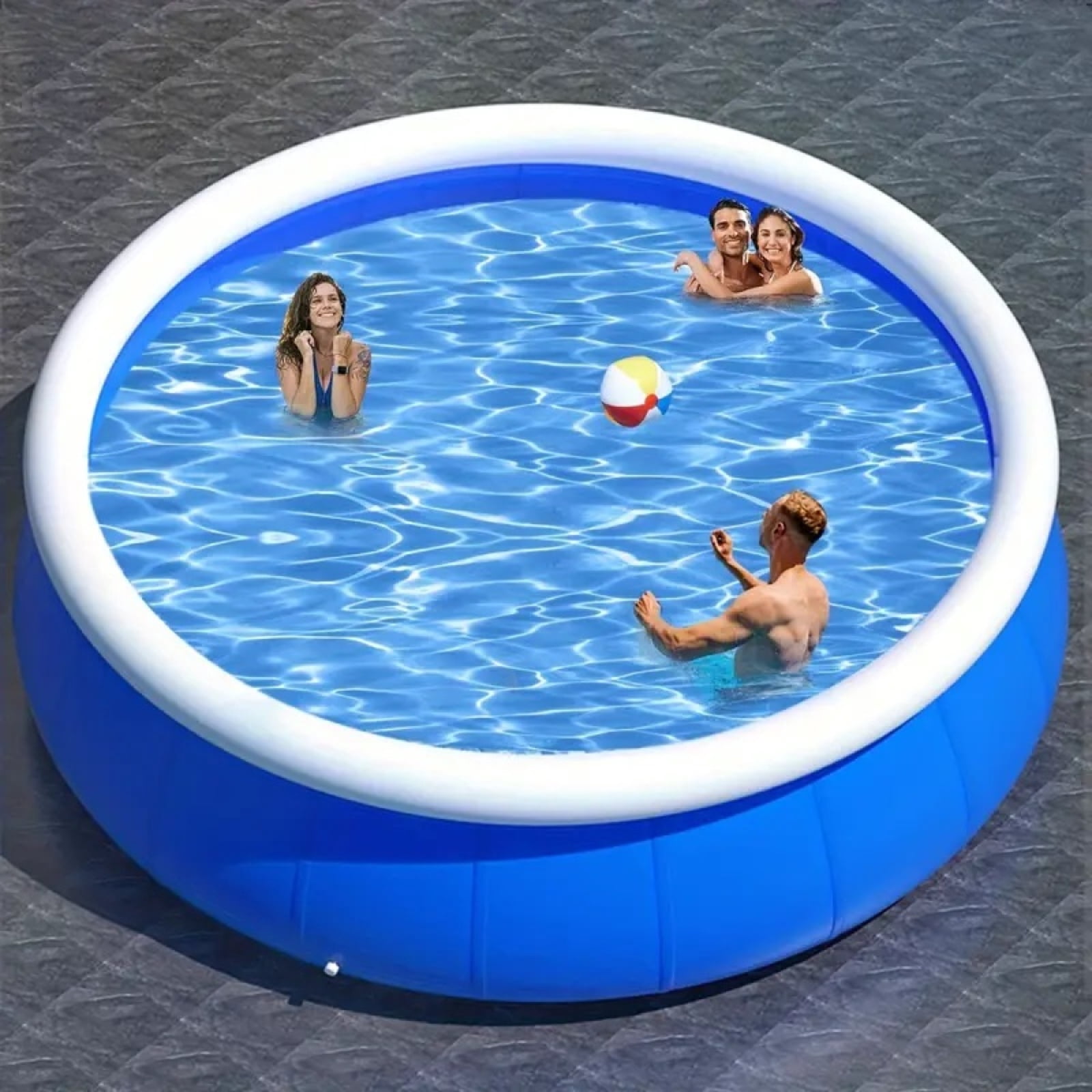 TRT Inflatable Swimming Pool for Kids and Family, Round PVC Backyard Pool (Blue, 6 ft) 5uuf4