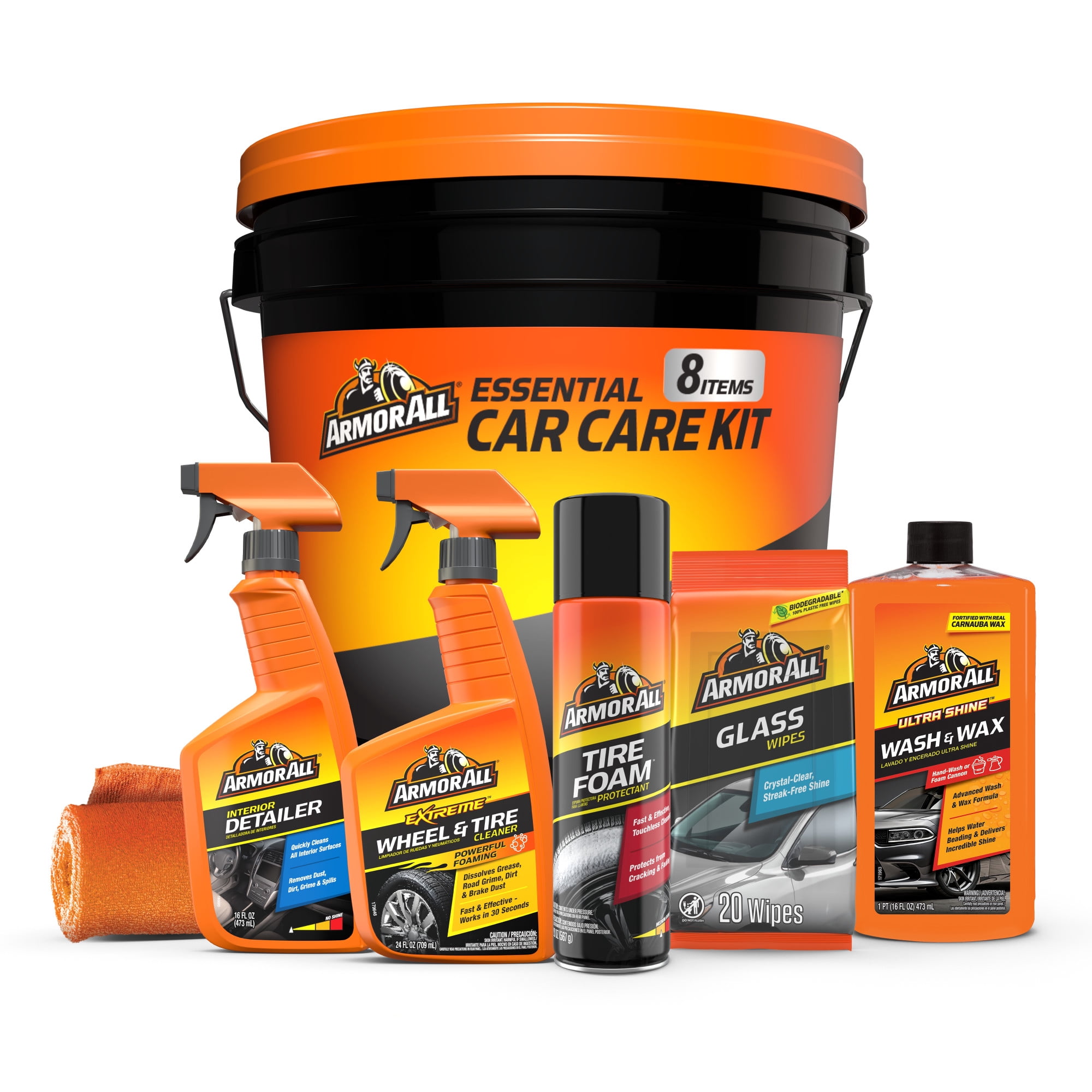 Armor All Car Cleaning Kit for Interior and Exterior Detailing (8-Piece Set) rzwtb