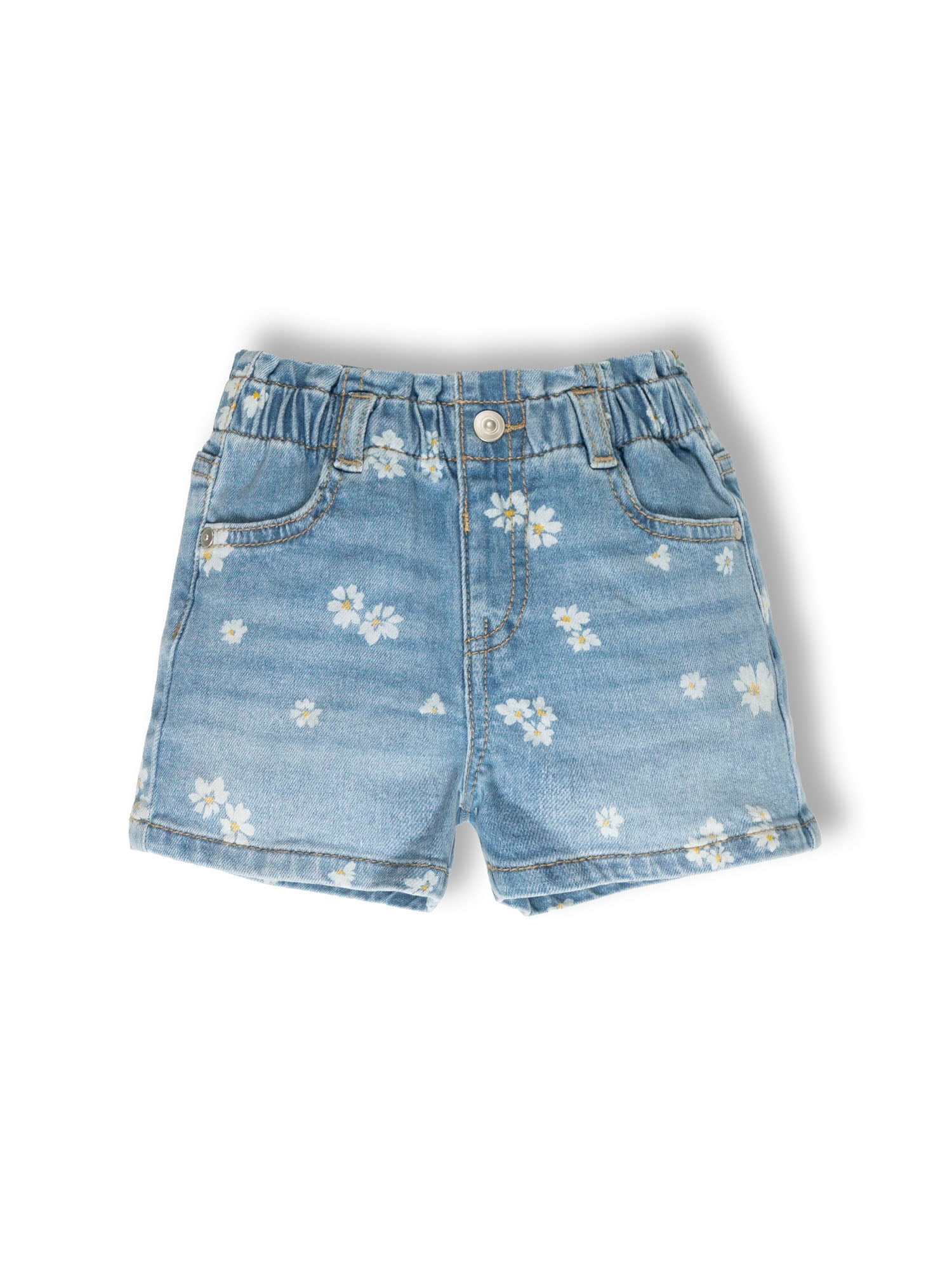 Wonder Nation Toddler Girl Denim Shorts Paperbag Waist Stretch Casual Bottoms (12 Months - 5T) lbw8m