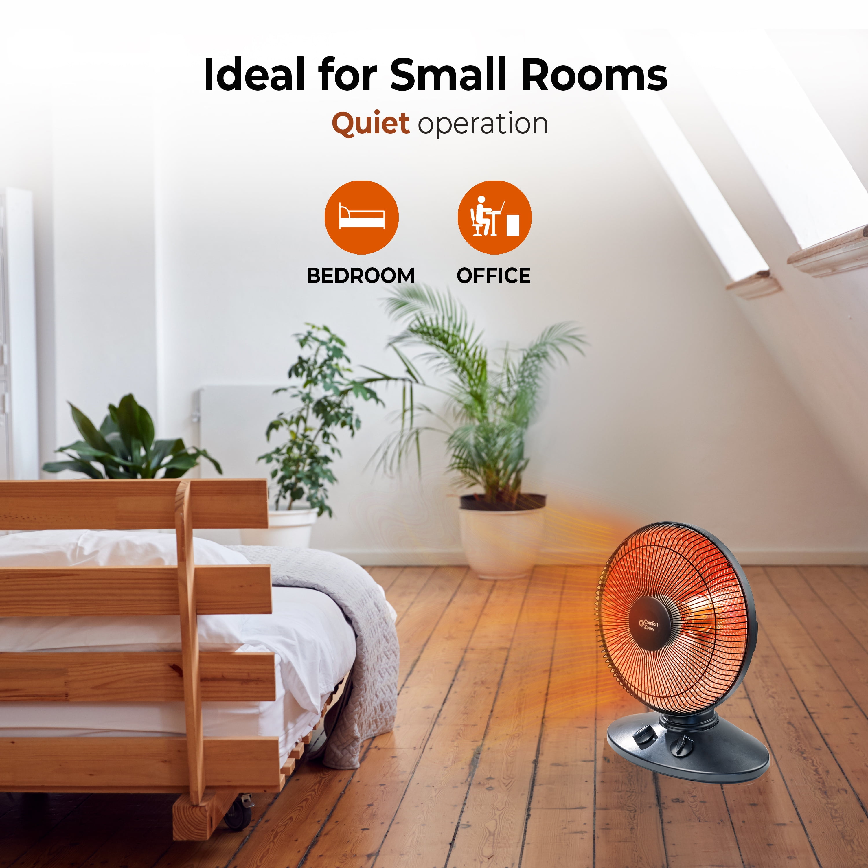 Comfort Zone Parabolic Oscillating Dish Space Heater (Black, 19 in Height) fgpmx