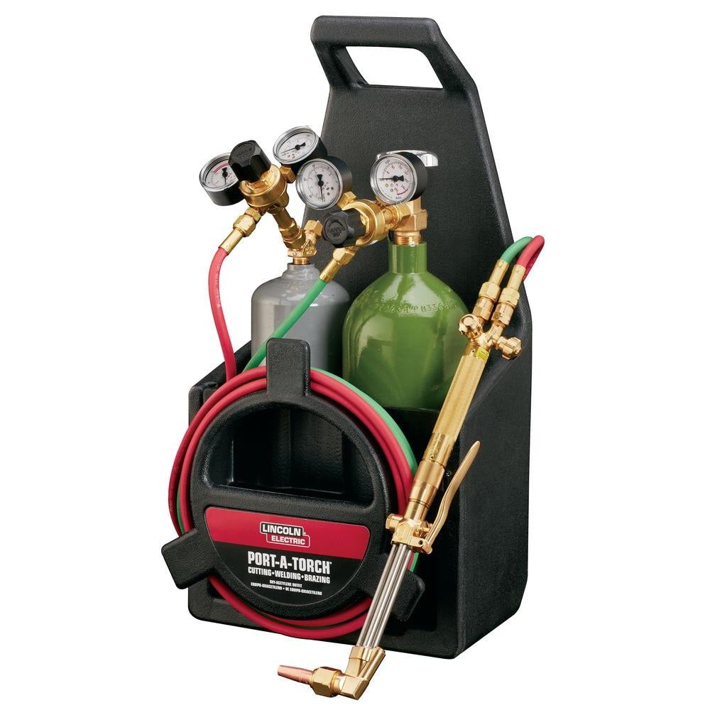 Lincoln Electric Port-A-Torch Welding and Cutting Kit with Oxygen and Acetylene Tanks (Black, 12 ft Hose) whf6q