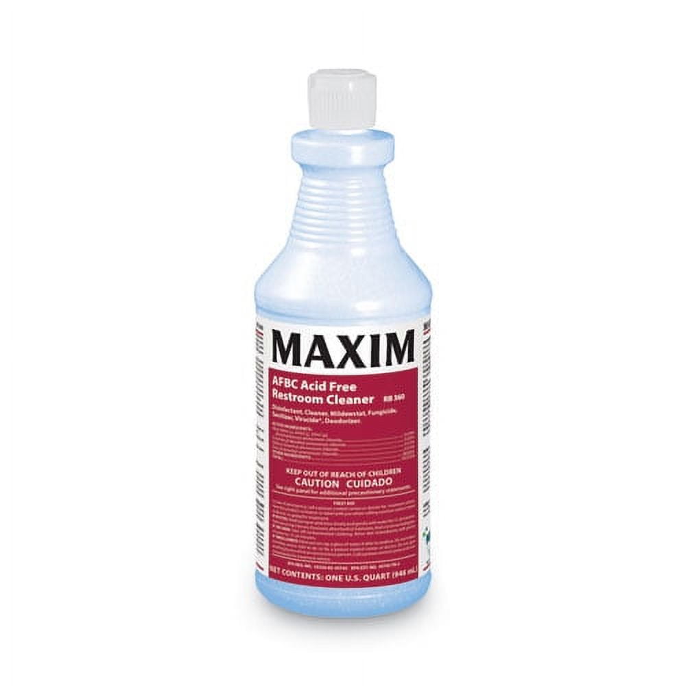 Maxim AFBC Non-Acid Restroom Cleaner, Disinfectant Surface Sanitizer, Fresh Scent (32 oz, 12 Pack) 4ofpl