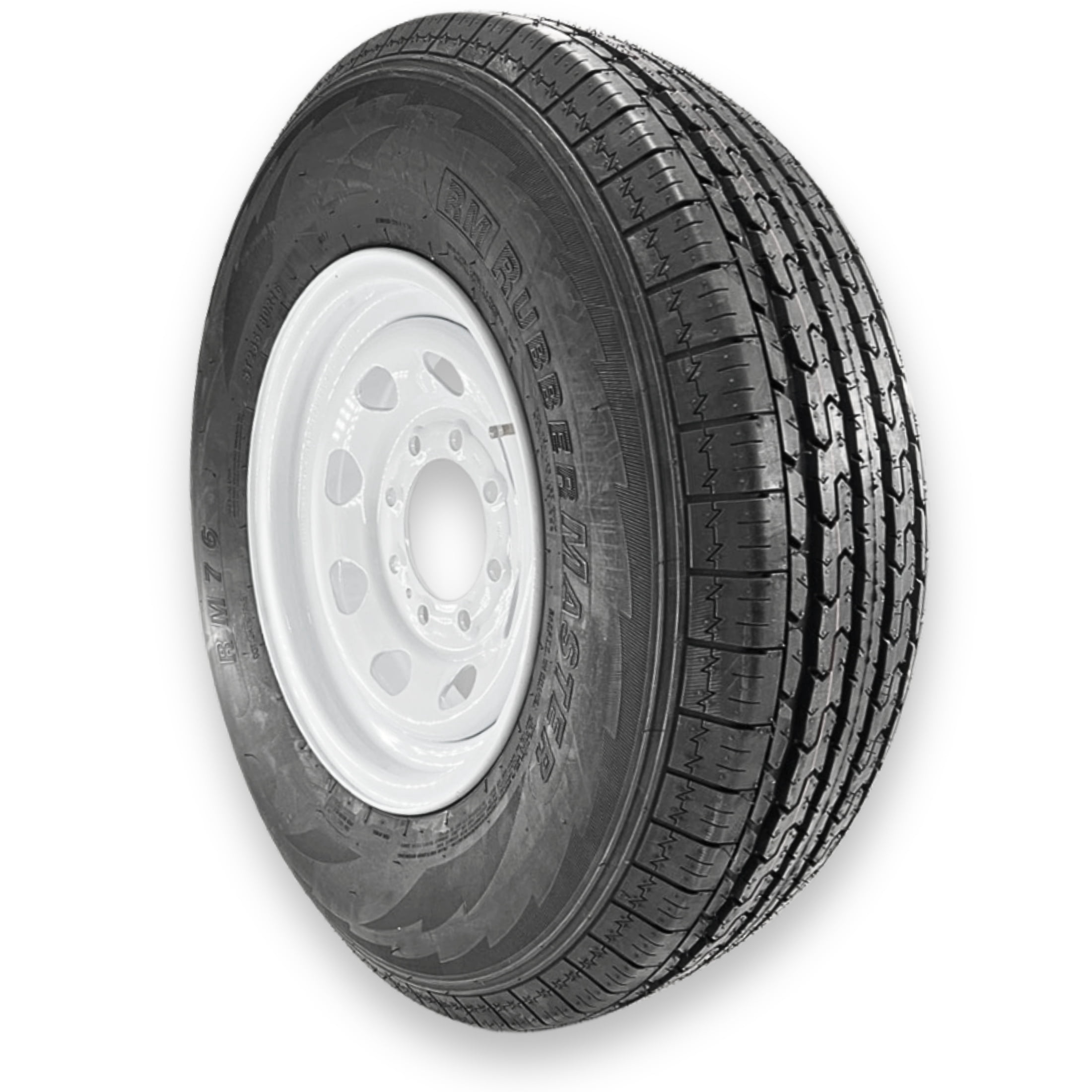 RubberMaster ST235/80R16 10 Ply Highway Rib Tire and 8 on 6.5 Eight Spoke Wheel Assembly (ST235/80R16) 15vni