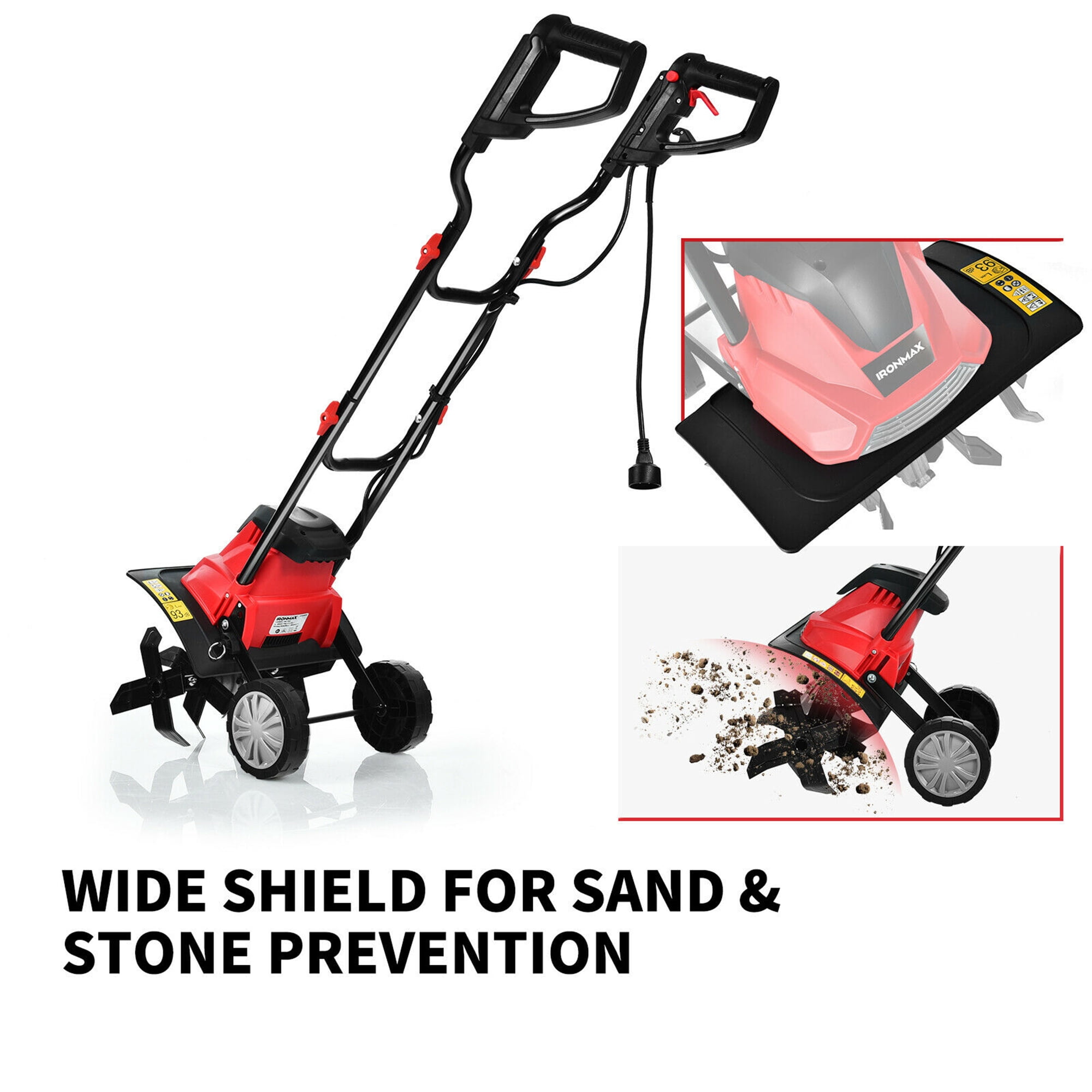 Gymax 10 Amp Corded Electric Tiller and Cultivator (Red, 14 in Width, 9 in Depth) 1dscy