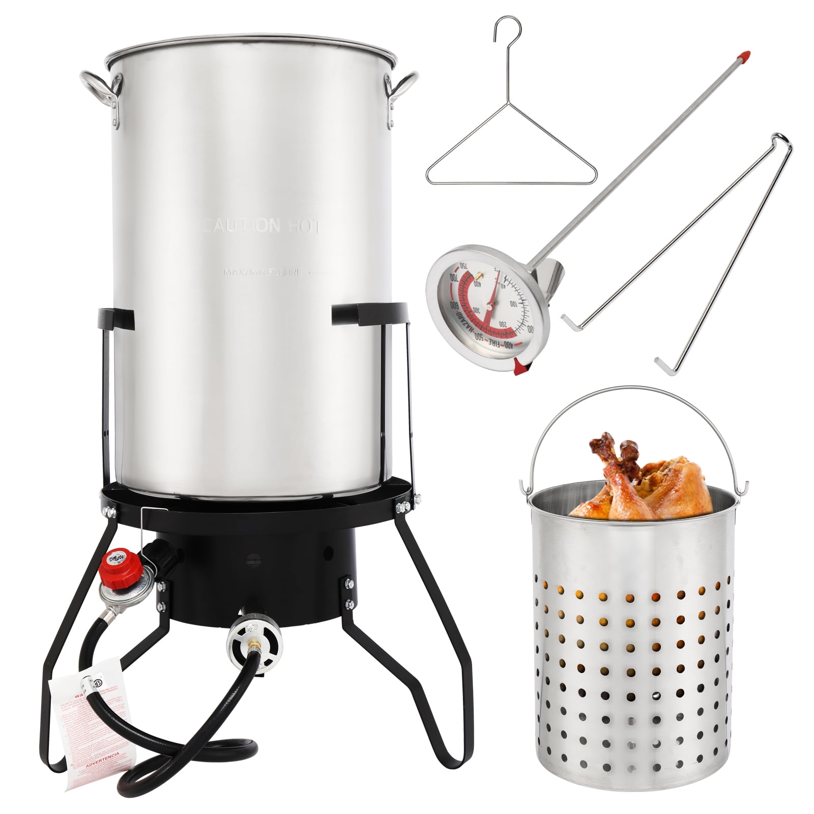 Ktaxon Propane Outdoor Fryer Stainless Steel Turkey Frying and Boiling Pot (Silver, 50 qt) crjb4