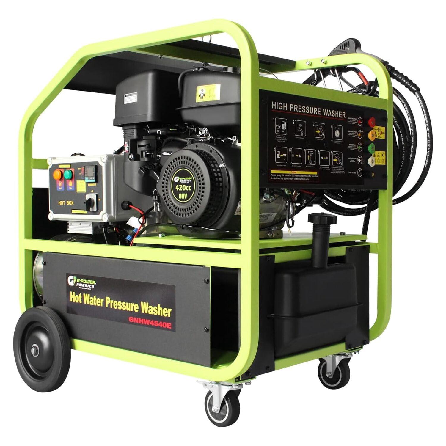 Green-Power America Commercial Hot Water Pressure Washer (4500 PSI, 4 GPM, Green) x5pu1